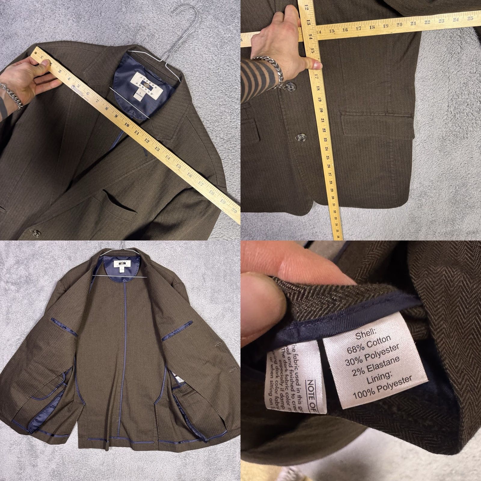 Joseph Abboud Joseph Abboud Sport Coat Men L Unstructured Blazer Elbow Patch Herringbone) Size 42R - 8 Thumbnail