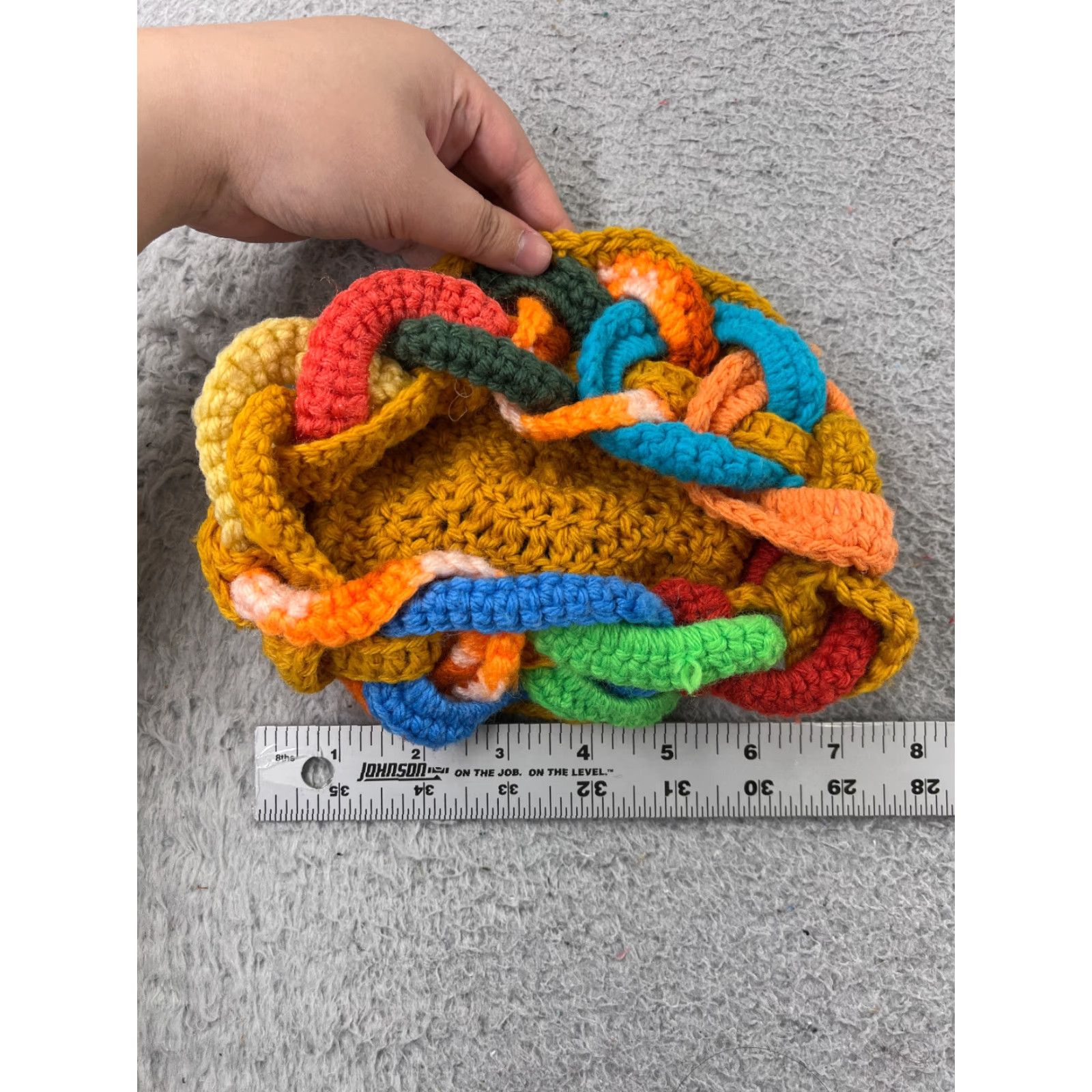 Vintage Handmade Beanie Toque Orange Adult One Size Knit Crochet Acrylic Ski Hat/Cap Unisex Beanie ; Size ONE SIZE - 2 Thumbnail
