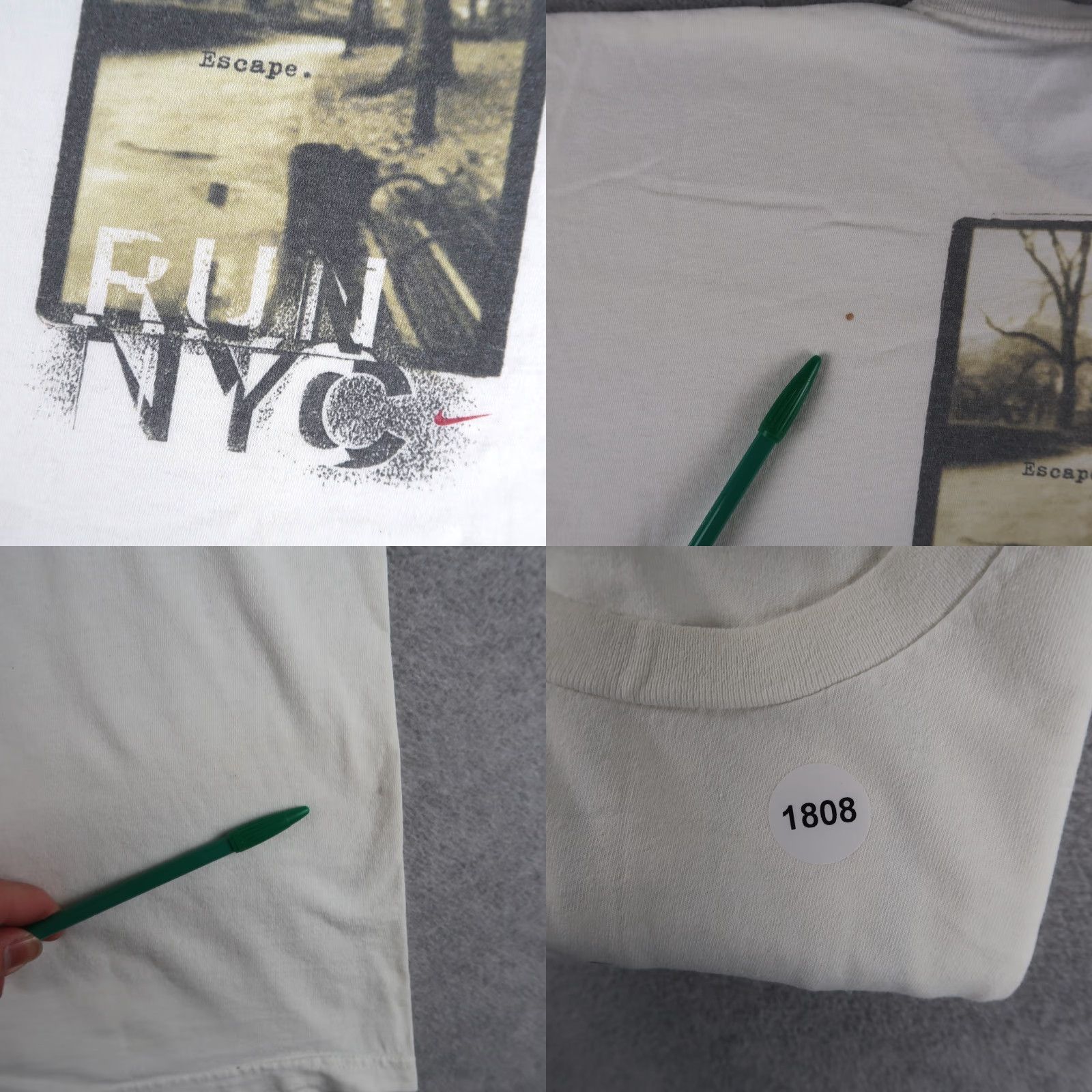 Nike VINTAGE Nike T-Shirt 90s NYC Run White XL Men Crew Neck Short Sleeve Logo 1990s City Sports Size US XL / EU 56 / 4 - 10 Thumbnail