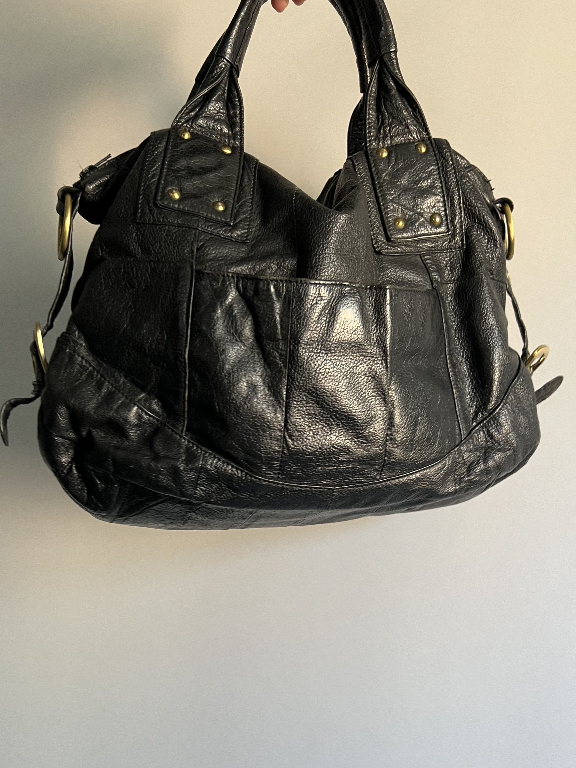Vintage Vintage Black Genuine Leather Tote Bag Textured Leather Size ONE SIZE - 4 Thumbnail