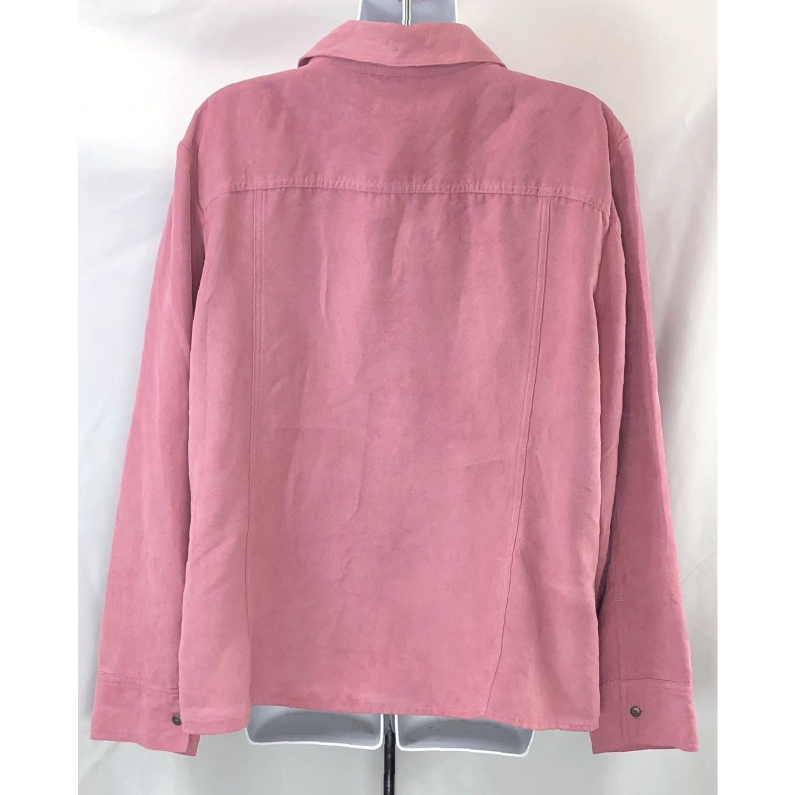 Croft & Barrow VINTAGE Croft Barrow Micro Suede Shacket Top XL Pink Button Up Pockets Cottage Western Size XL / US 12-14 / IT 48-50 - 3 Thumbnail