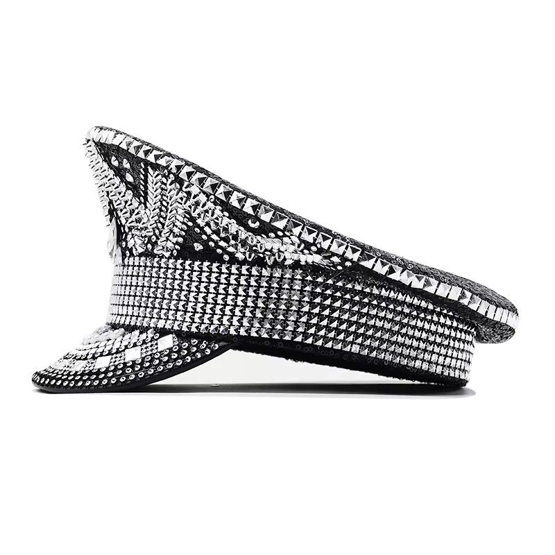 Other Luxury Rhinestone Women Bride Captain Hat Black Size ONE SIZE - 2 Thumbnail