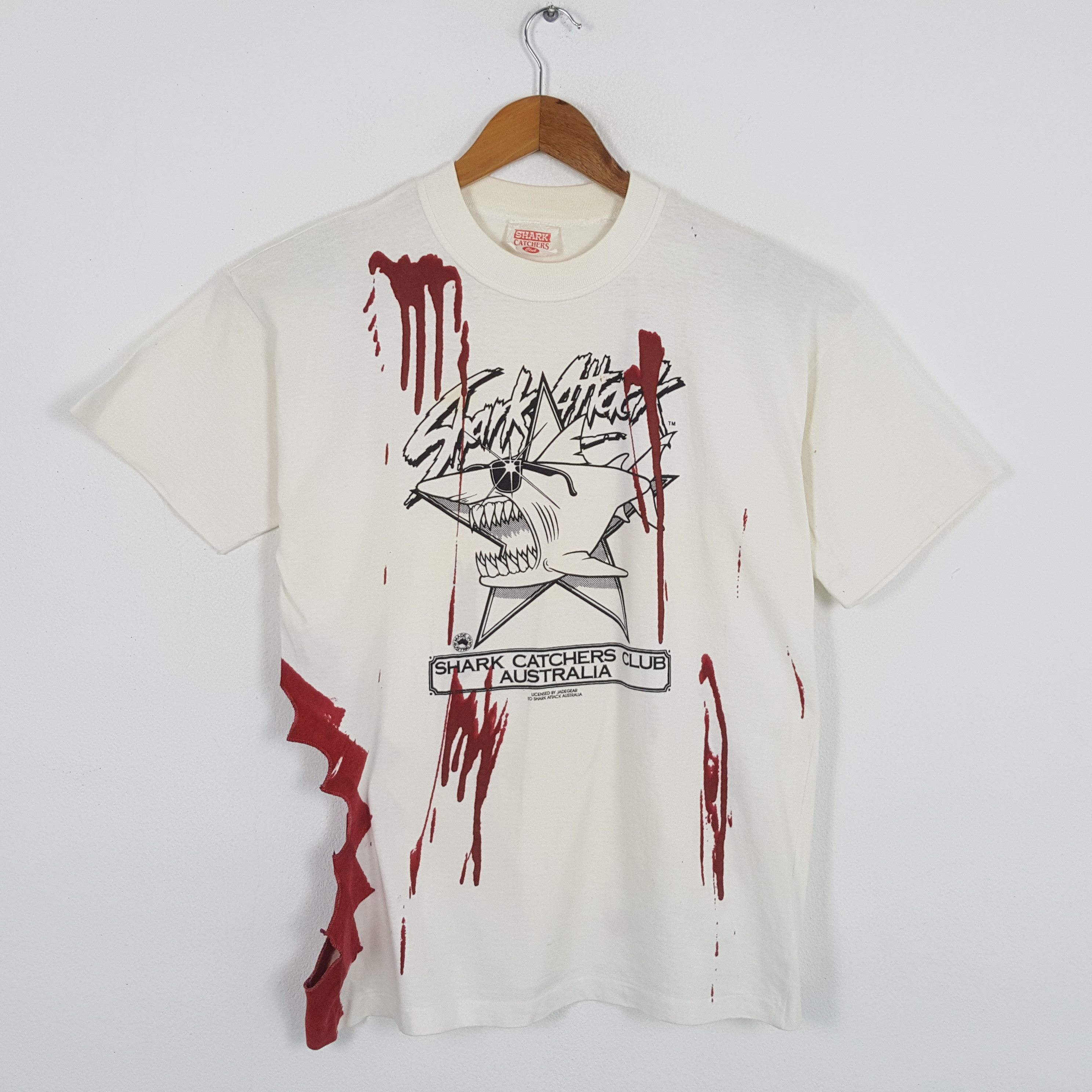 80sビンテージ Tシャツ Shark Catchers Club シャーク 鮫 Vintage SHARK CATCHERS CLUB Shark Attack Vintage Tshirt