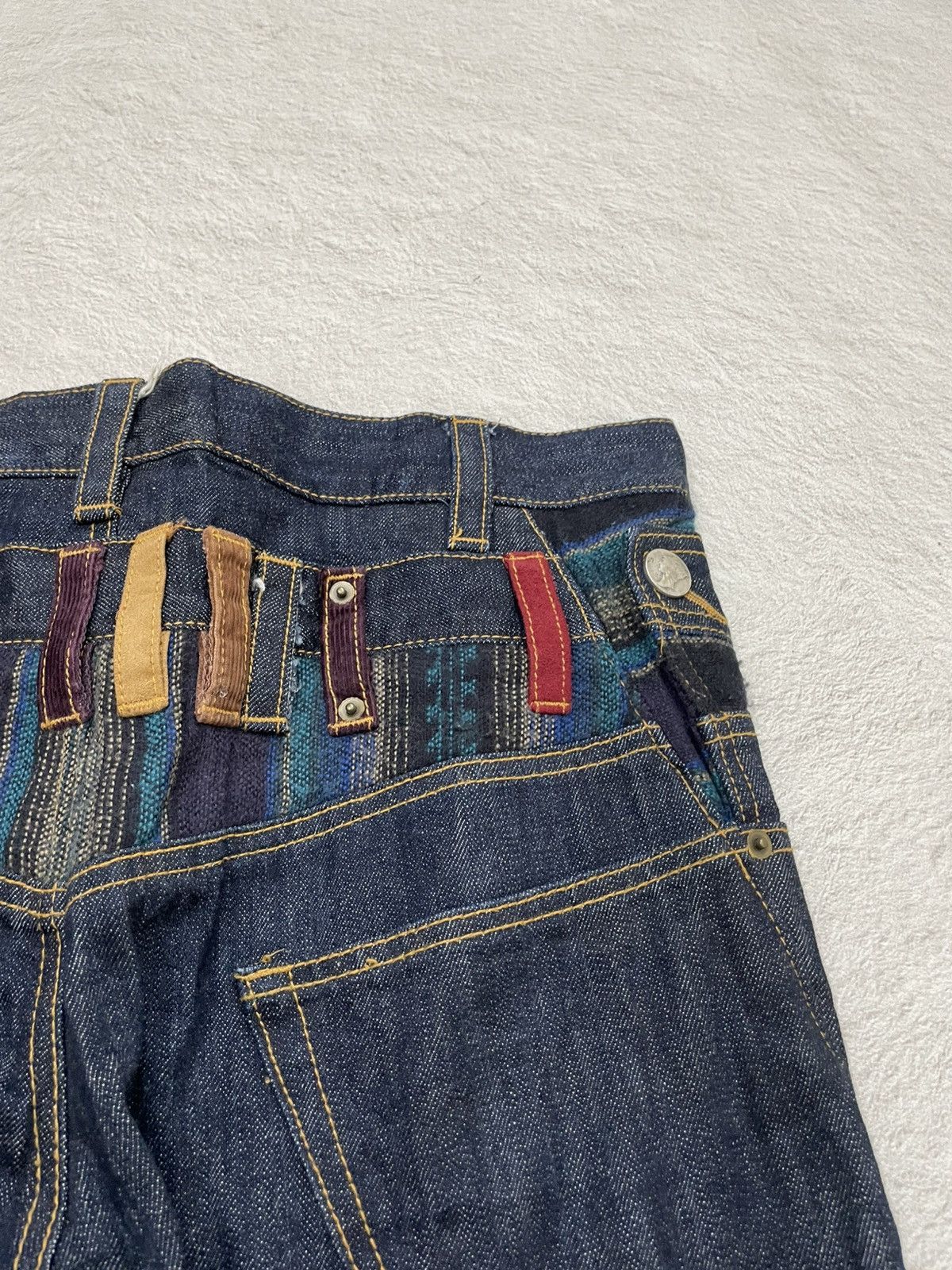 Japanese Brand 00s Double Waist BRTH Raw Denim Y2K Japan Style Size US 34 / EU 50 - 8 Thumbnail
