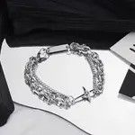 Jewelry Chrome Silver Cross Bracelet Goth God Pendant Chain Size ONE SIZE - 2 Thumbnail