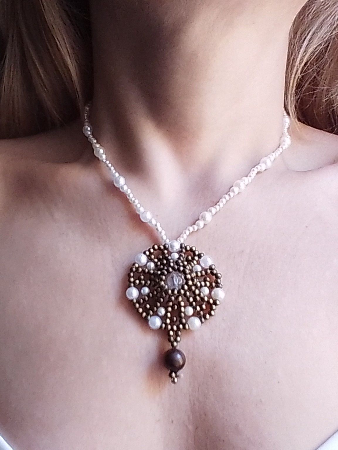 Handmade Necklace Vintage Pendant Earrings Antique Materials Recycled Size ONE SIZE - 4 Thumbnail