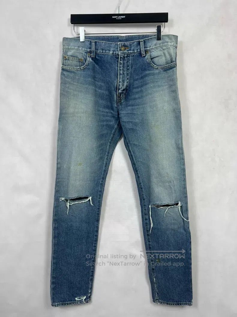 Saint Laurent Paris Saint Laurent Paris Knee Cut Destroyed Denim Jeans Size US 31 - 1 Thumbnail