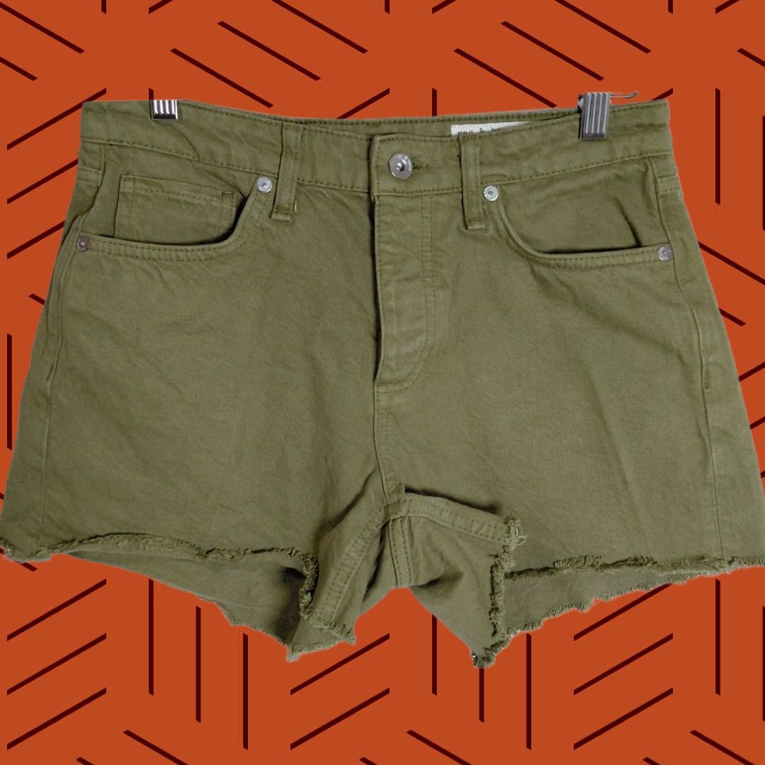 Rag & Bone rag & bone NEW YORK WDD2A51965SPLO Light Olive Cotton Shorts Regular 25 Women Casual Button Raw Hem 100% Cotton Size 42" / US 20 - 1 Thumbnail