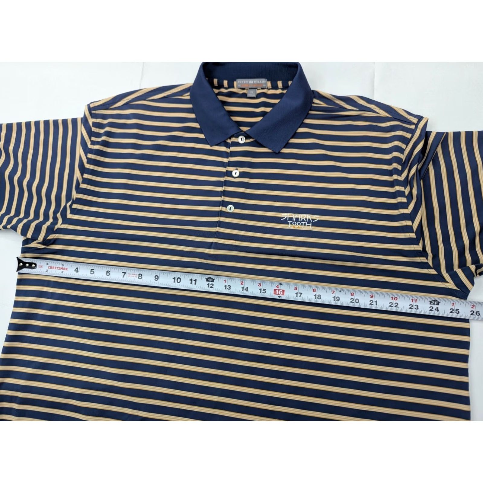 Peter Millar Peter Millar Summer Comfort Polo Shirt Men XL Striped Shark Tooth Golf EUC Yellow Blue Multicolor Polo Shirt Mens Size US XL / EU 56 / 4 - 7 Thumbnail