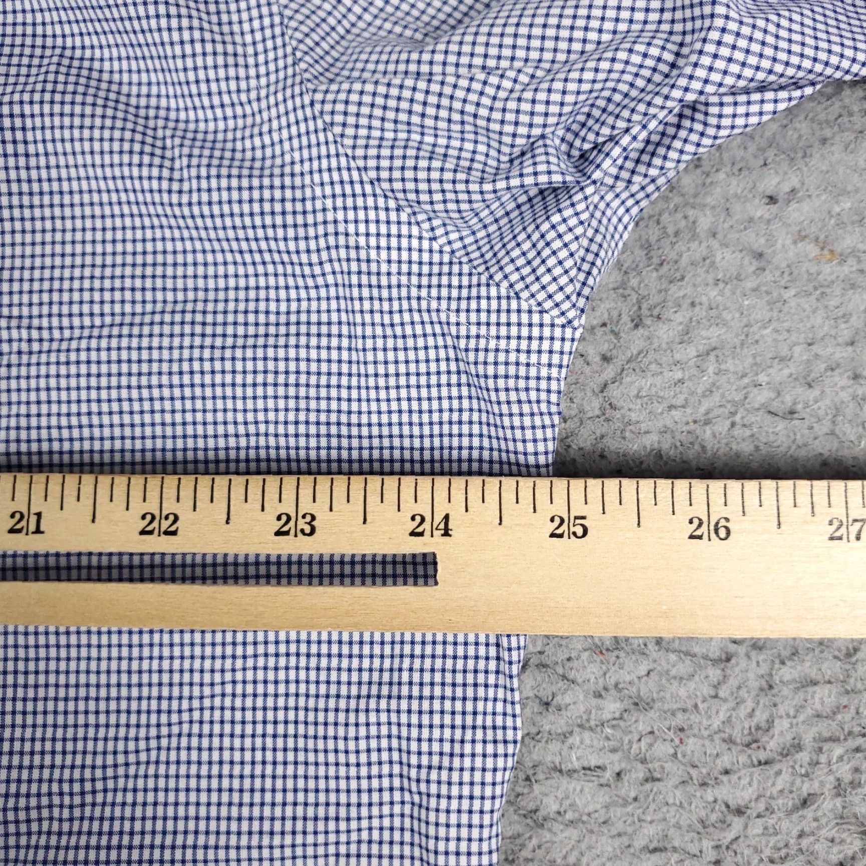 Tommy Hilfiger Tommy Hilfiger Shirt Mens 17.5 Blue Check Dress Button Up Long Sleeve - Classic American Preppy Business Casual Dress Shirt Mens 17.5 Navy Blue Size 46R - 5 Thumbnail