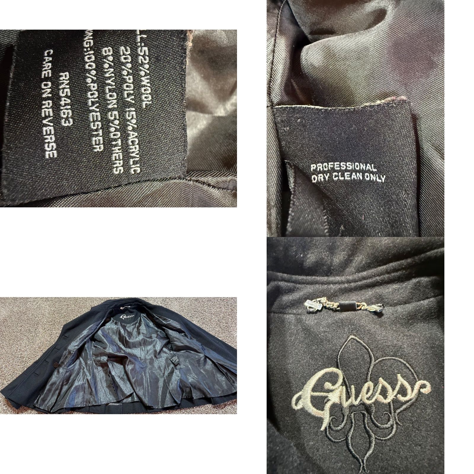 Guess Guess Womens Jacket Black Pea Coat Wool Blend Button Front Medium Size M / US 6-8 / IT 42-44 - 8 Thumbnail