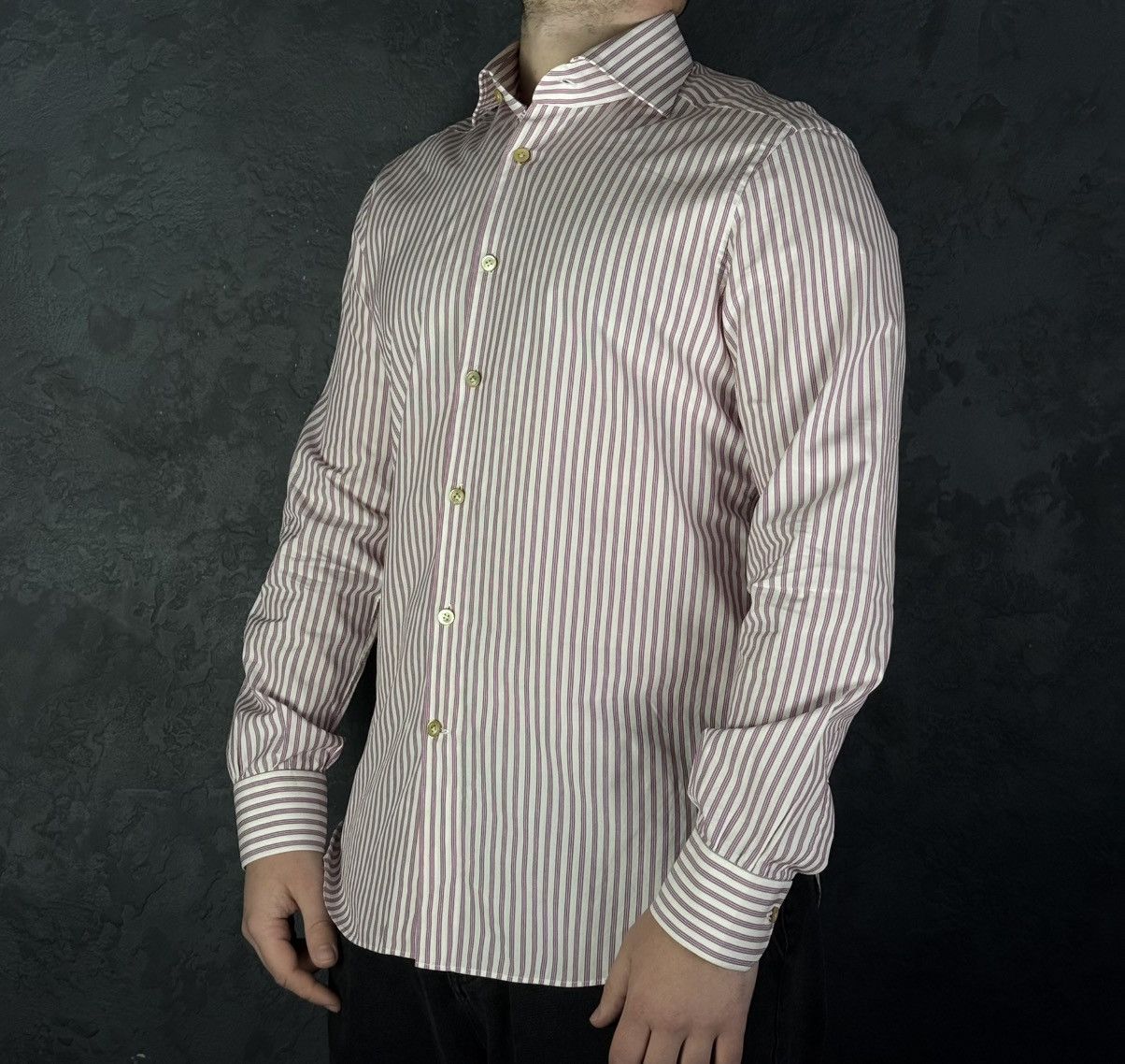 Kiton Kiton Men's Pink Stripe Cotton Long-Sleeve Button Shirt Size US L / EU 52-54 / 3 - 2 Thumbnail
