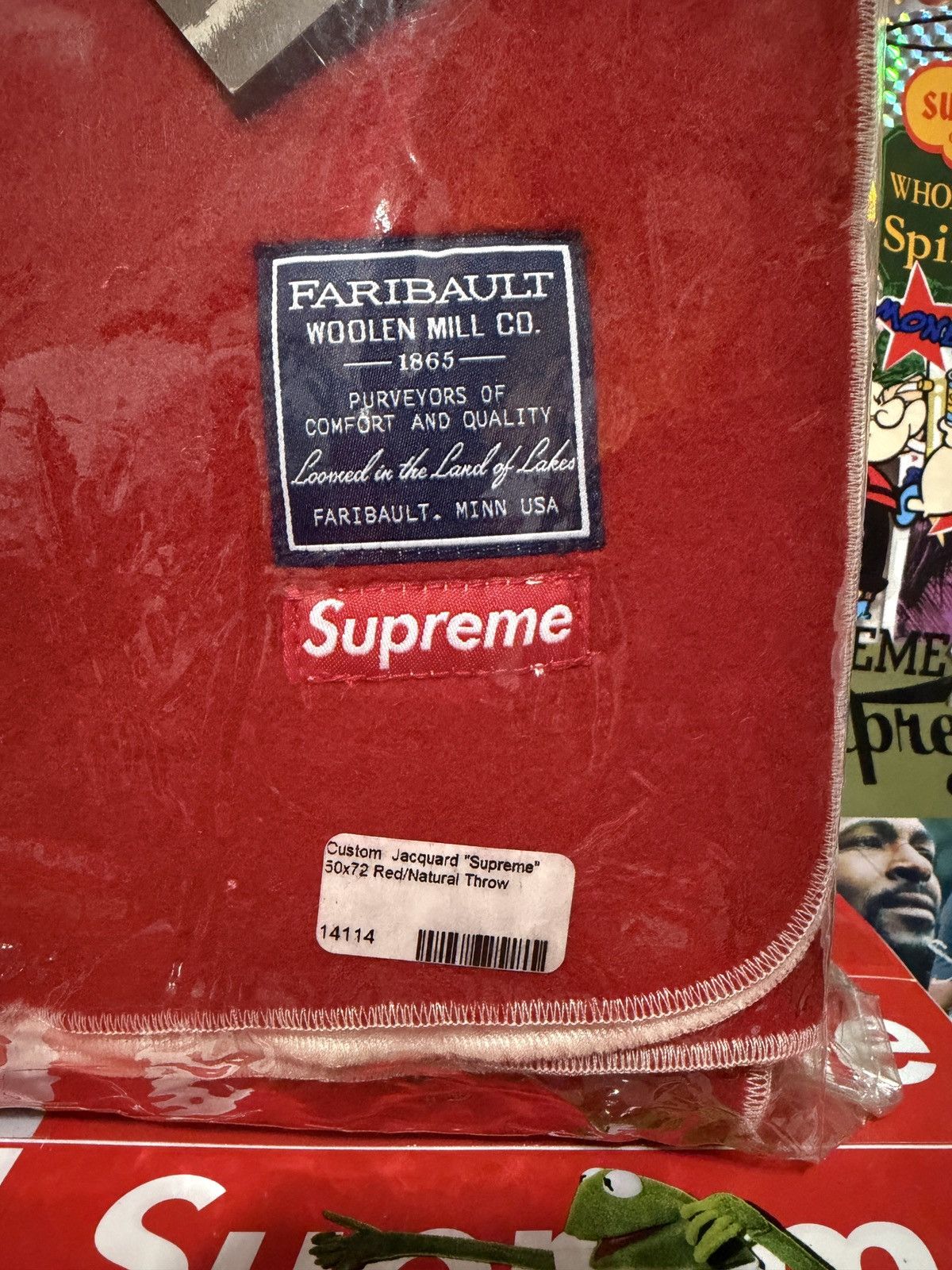 Supreme DS FW14 Supreme Faribault Box Logo Wool Blanket NEW RARE Red Size ONE SIZE - 4 Thumbnail