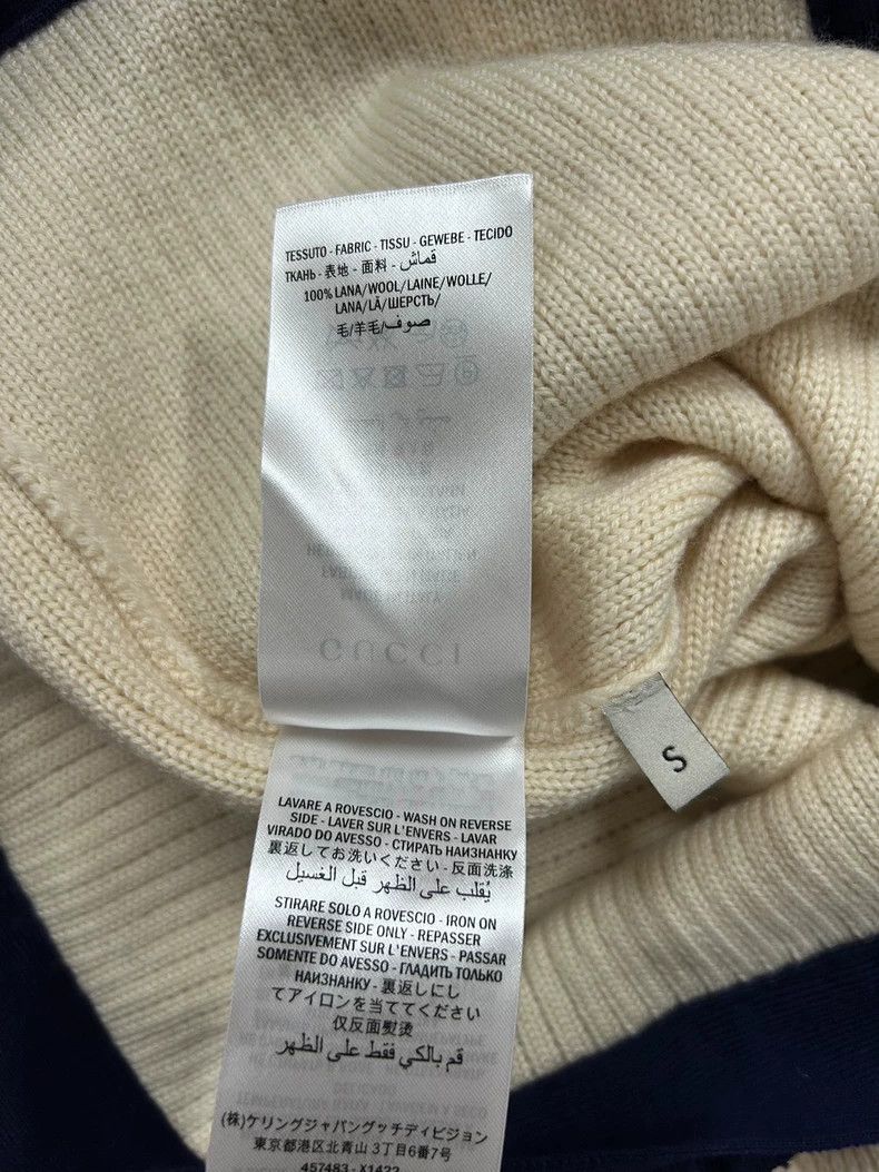 Gucci Gucci Baby's same red and blue striped lace beige wool knit Size US S / EU 44-46 / 1 - 7 Thumbnail
