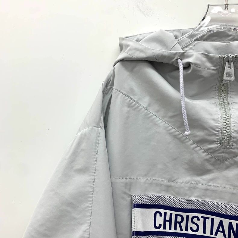 Dior Dior Gray-white floral printed hooded drawstring half-zip Size US S / EU 44-46 / 1 - 3 Thumbnail