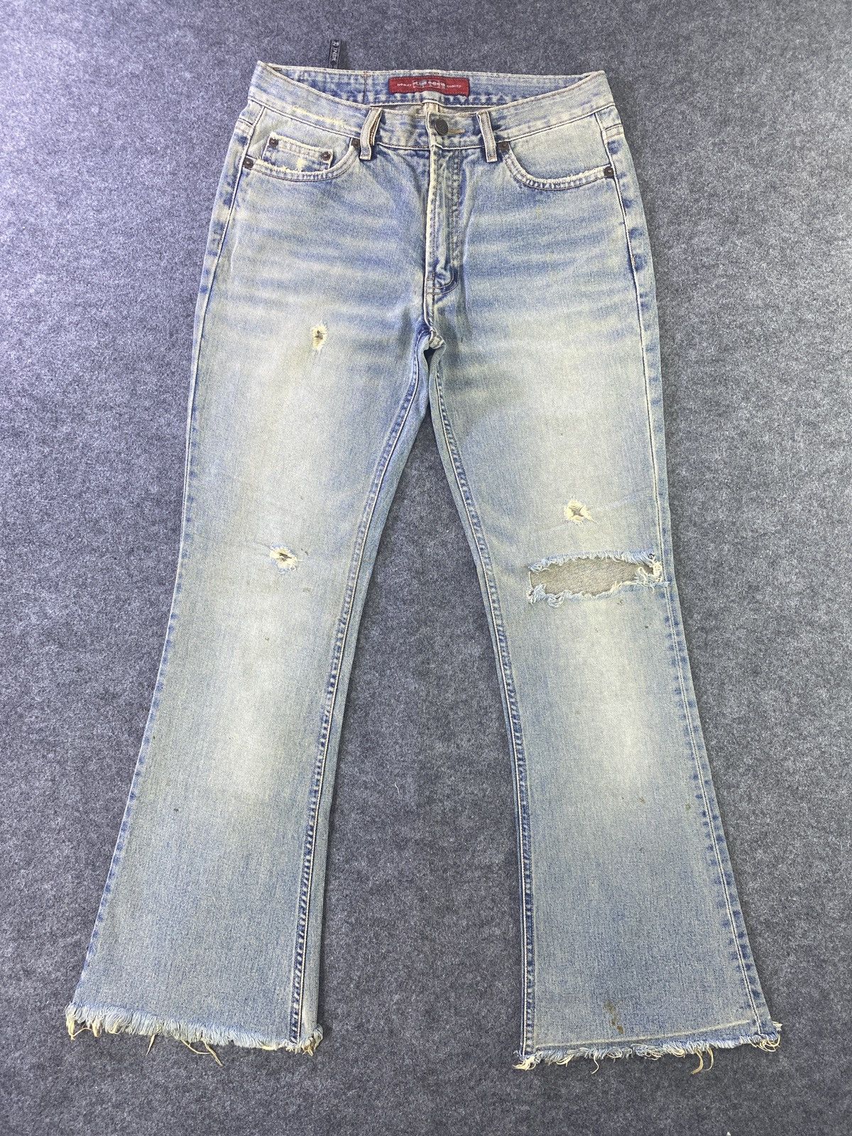 Japanese Brand × Jean G Jon Distressed Blue Wash Flare Denim - J945 Size 30" / US 8 / IT 44 - 1 Thumbnail