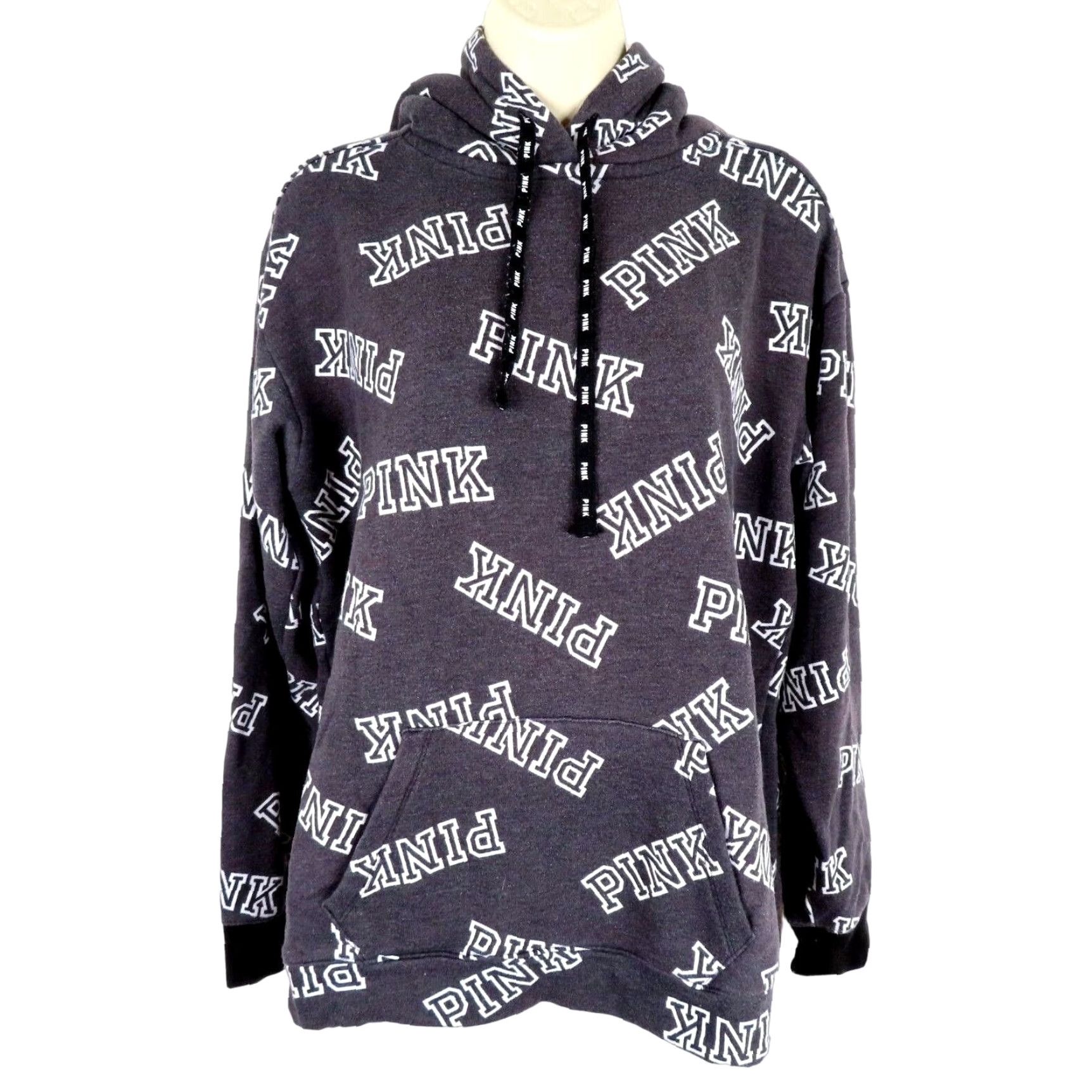 Victoria's Secret PINK Victoria's Secret Women's Small Dark Gray Logo Pullover Hoodie Sherpa Hooded Pullover Size S / US 4 / IT 40 - 2 Thumbnail
