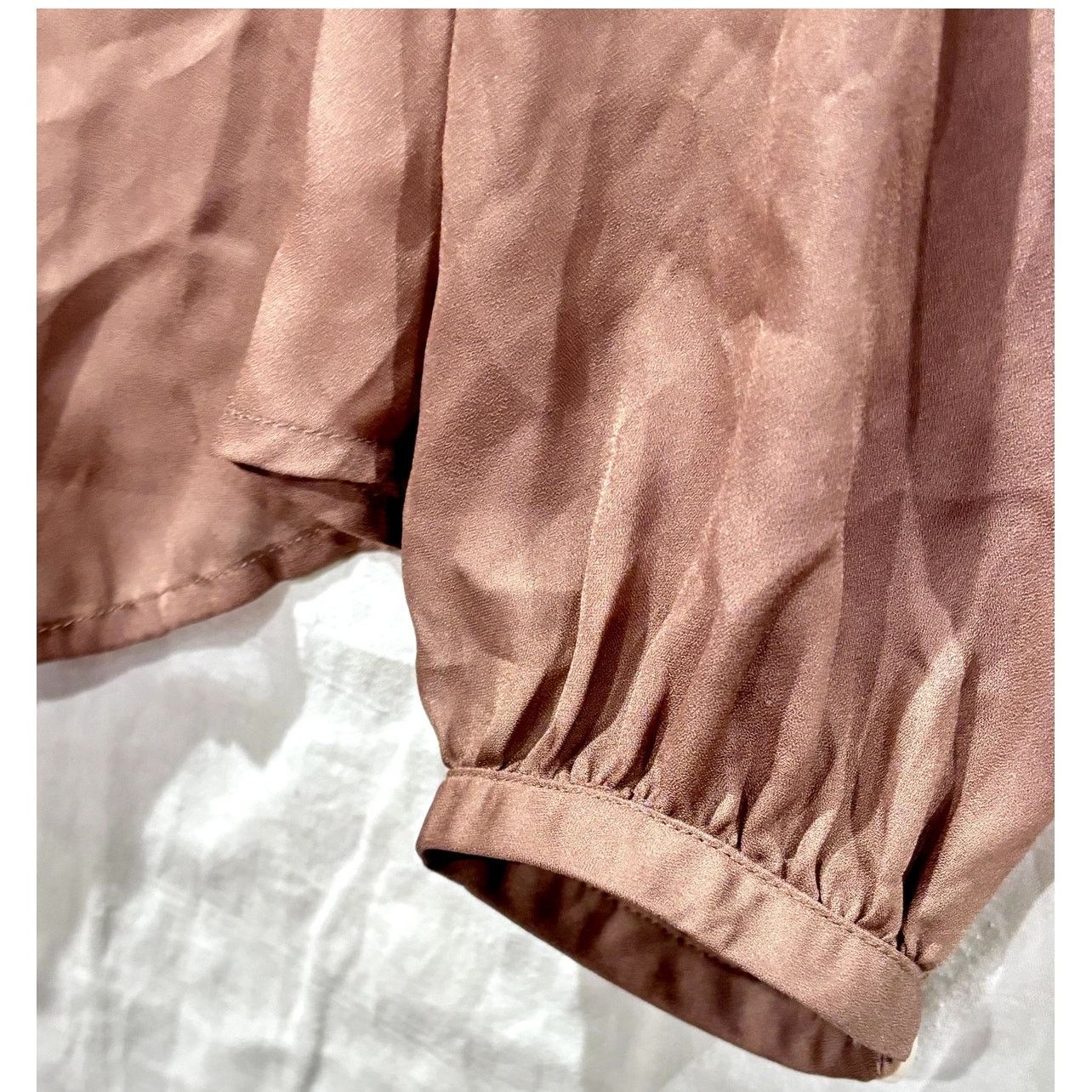 Loft LOFT Ann Taylor Women's Brown Button-Up Bow Neck Blouse Sz M Size M / US 6-8 / IT 42-44 - 5 Thumbnail