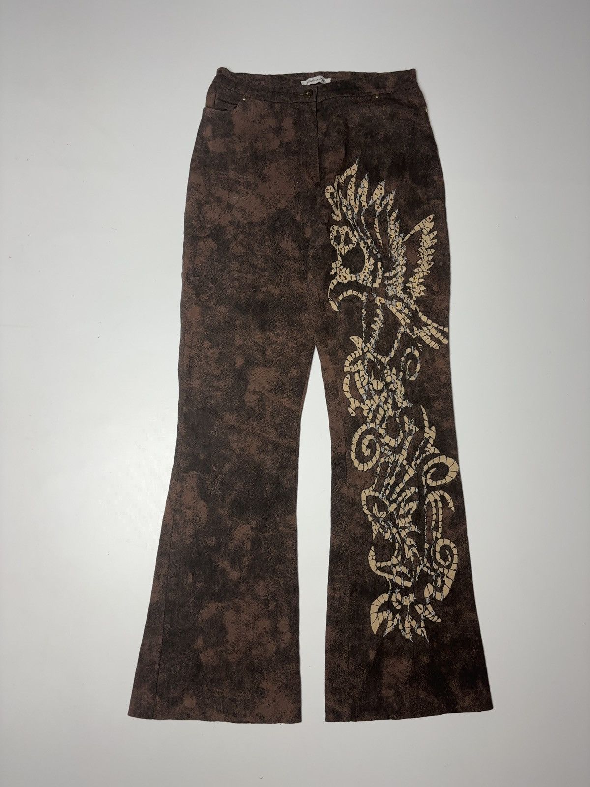 Vintage ITALIAN VINTAGE TIE-DYE AVANT GARDE PRINTED FLARED PANTS Size 27" / US 4 / IT 40 - 1 Thumbnail