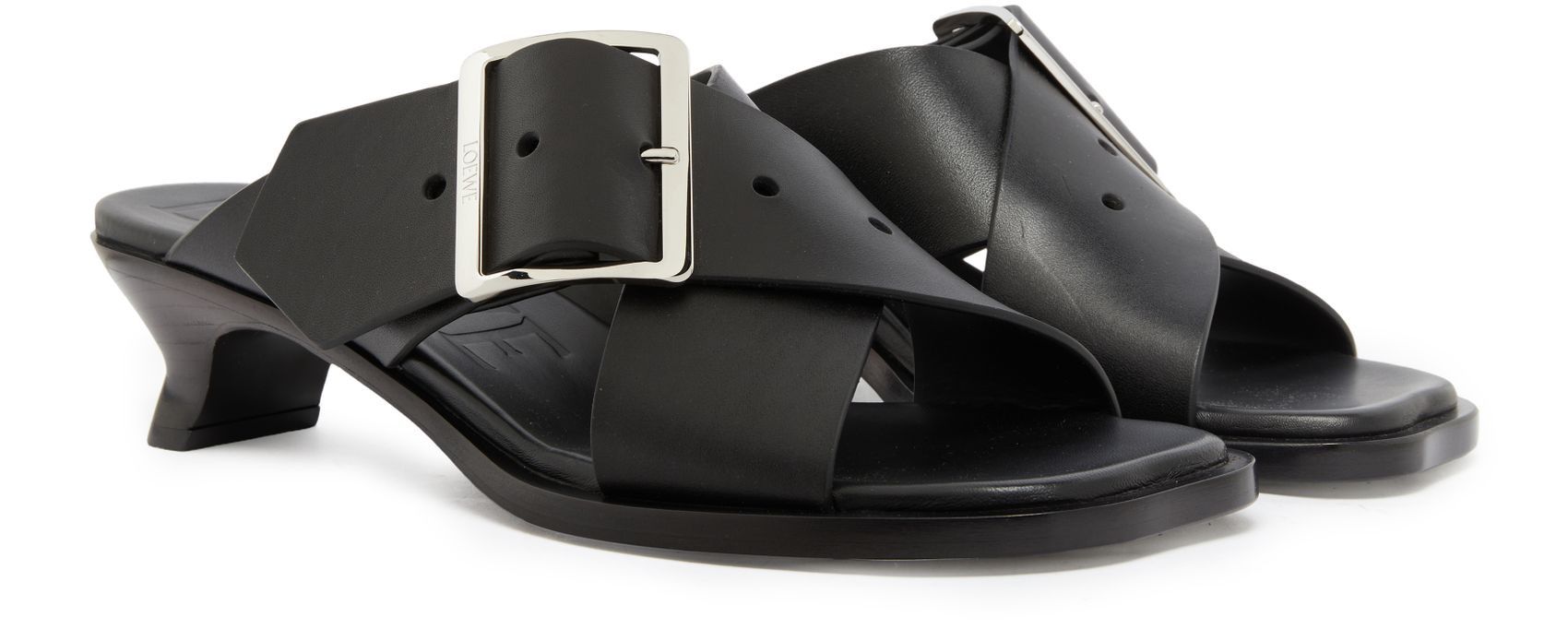 Loewe o1in1g0526 Petal Leather Buckle Slide Sandals in Black Size US 11 / IT 41 - 3 Thumbnail