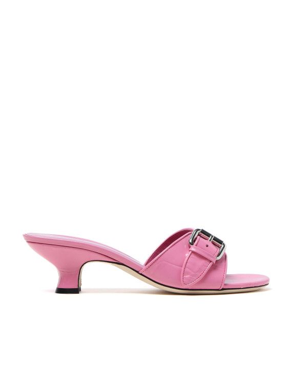 By Far o1mle1224 Maxi Croco Embossed Leather Mules in Pink Size US 7 / IT 37 - 1 Thumbnail