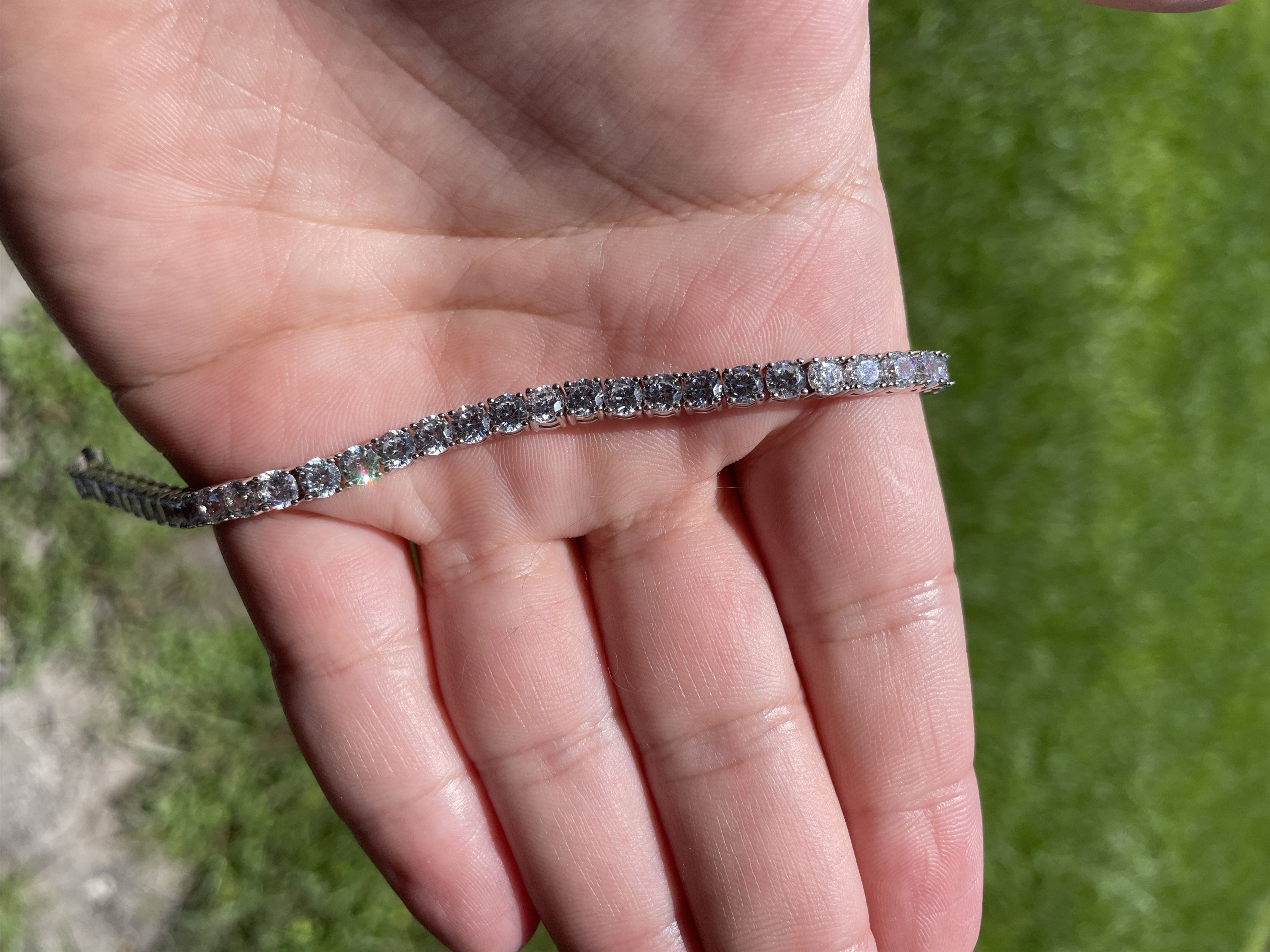 Jewelry Moissanite VVS 7 inch 3mm Tennis bracelet Sterling Silver Size ONE SIZE - 3 Thumbnail