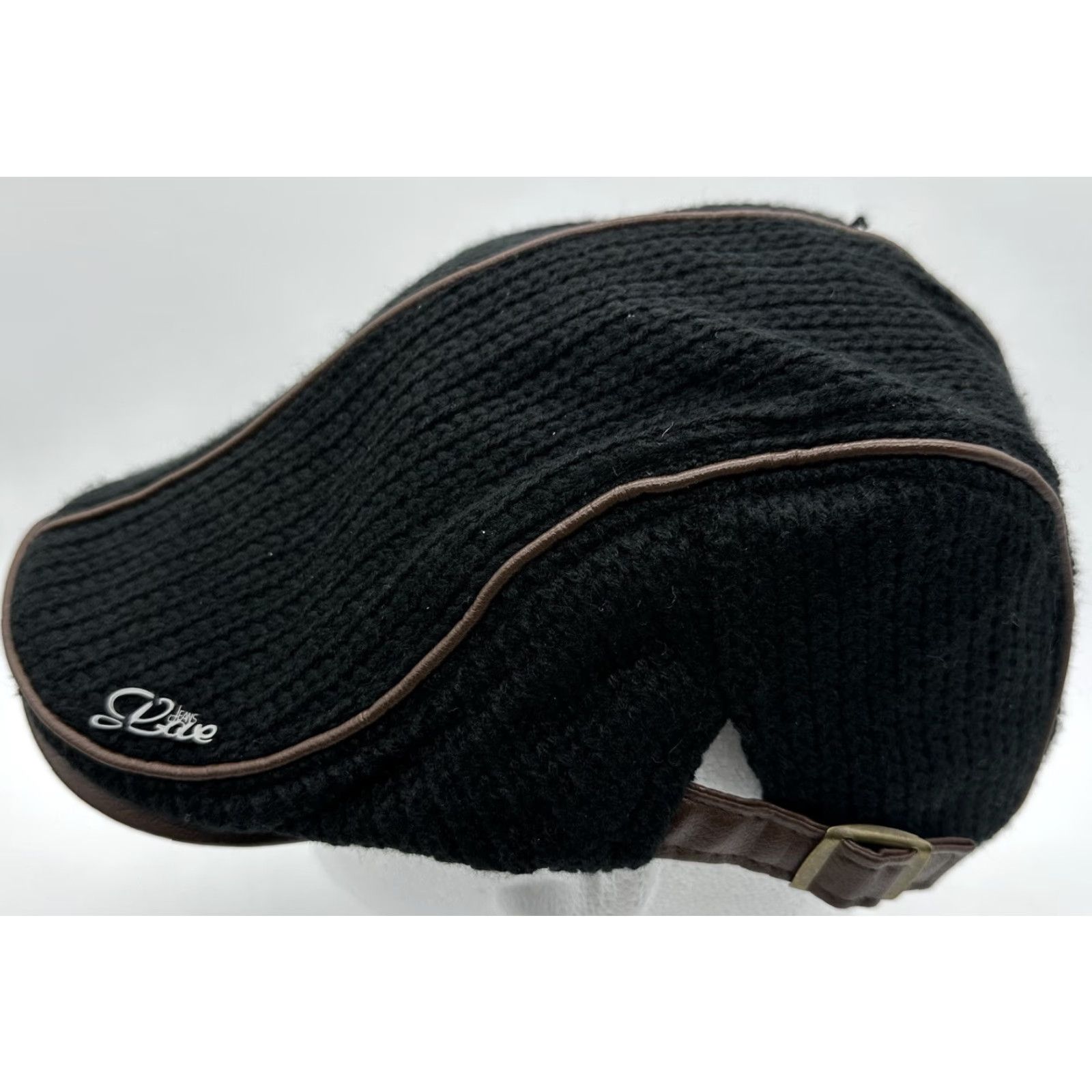 Etro Love Jeans Newsboy Hat Cap Retro Black Knit Faux Leather Trim Adjustable Men Casual Newsboy Cap Black Vintage No Size US 35 - 2 Thumbnail