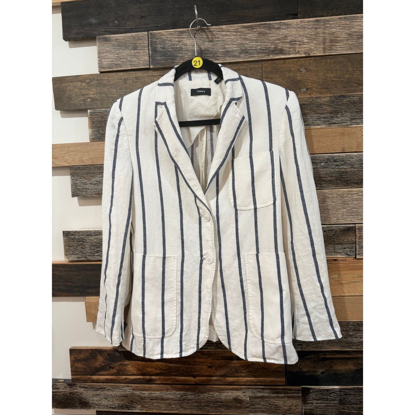 Theory Theory Blazer Jacket 'Brightdale' Cream Wide Blue Gray Strip Size M / US 6-8 / IT 42-44 - 1 Thumbnail