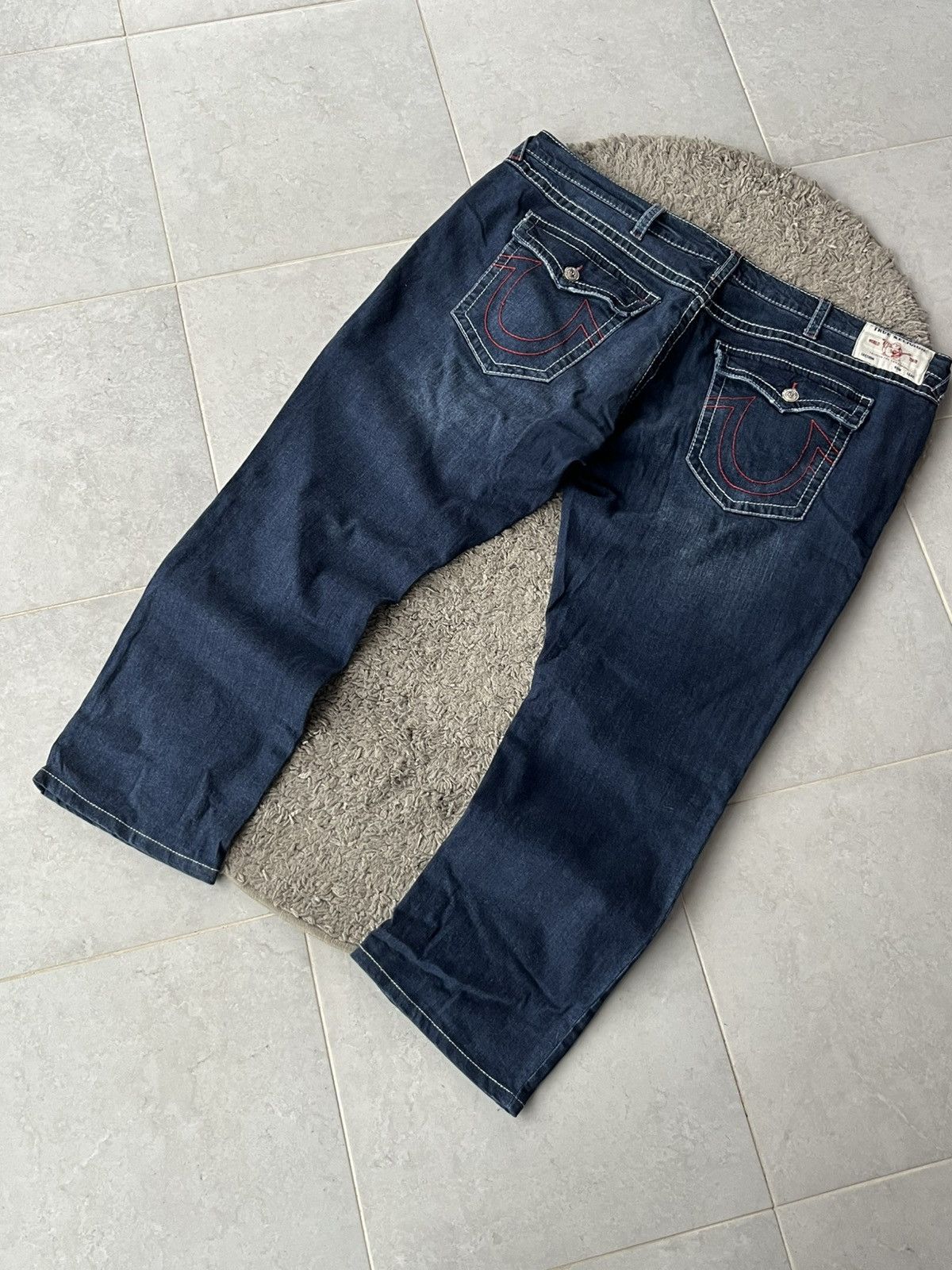 True Religion True Religion Dark Wash Straight Leg Jeans Red Stitching Size US 44 / EU 60 - 2 Thumbnail