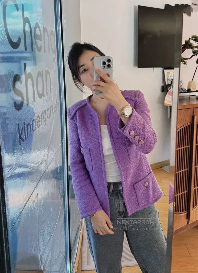 Chanel Chanel 20C purple tweed coat Size XXS / US 00 / IT 34 - 8 Thumbnail