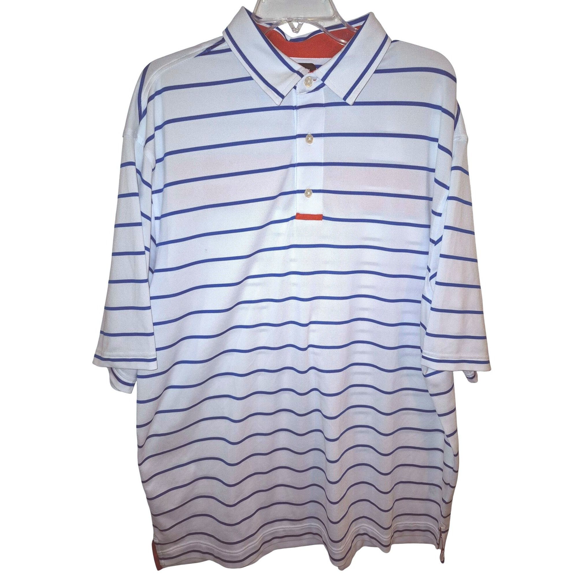 Footjoy Footjoy Mens White & Blue Striped Polo Shirt Size XL Size US XXL / EU 58 / 5 - 1 Thumbnail