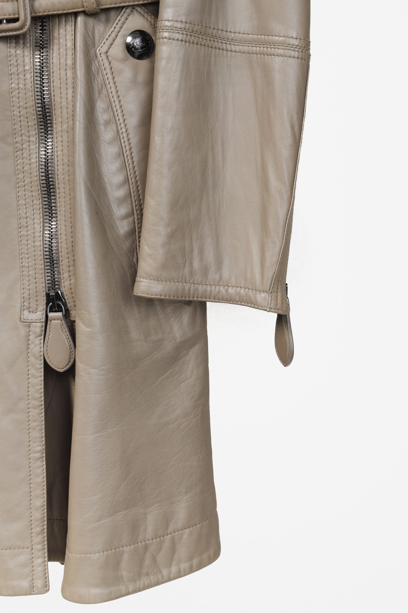 Burberry Burberry Taupe Grey Brown Leather Moto Trench Coat Size M / US 6-8 / IT 42-44 - 6 Thumbnail