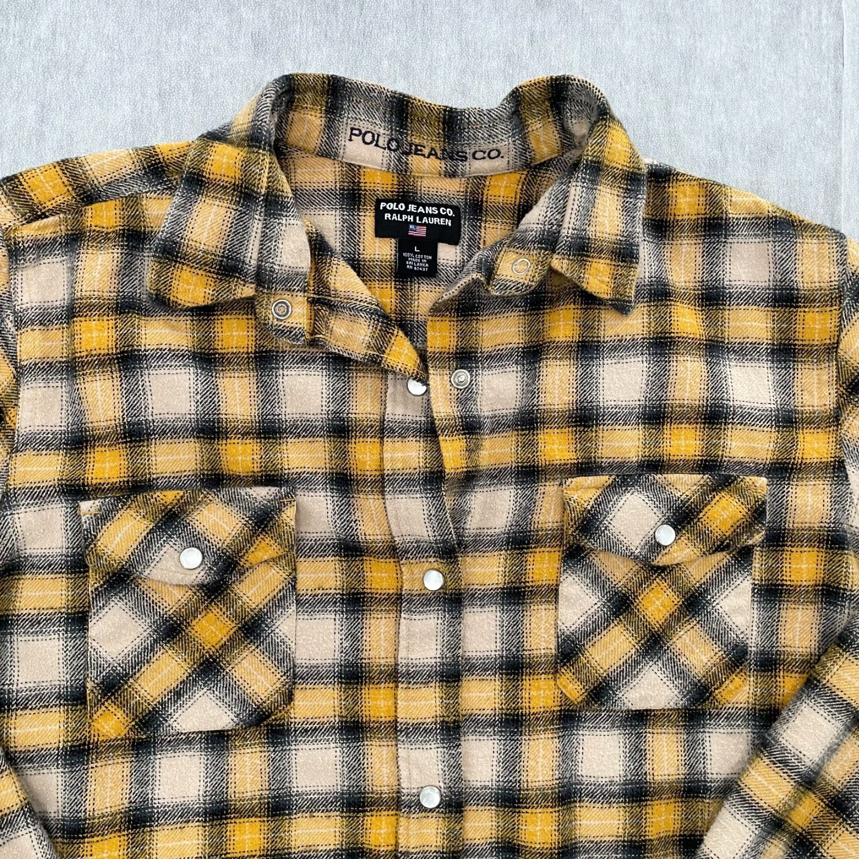 Ralph Lauren VINTAGE Ralph Lauren Polo Jeans Co. Flannel Plaid Shirt Adult Large Yellow Men L Size US L / EU 52-54 / 3 - 3 Thumbnail