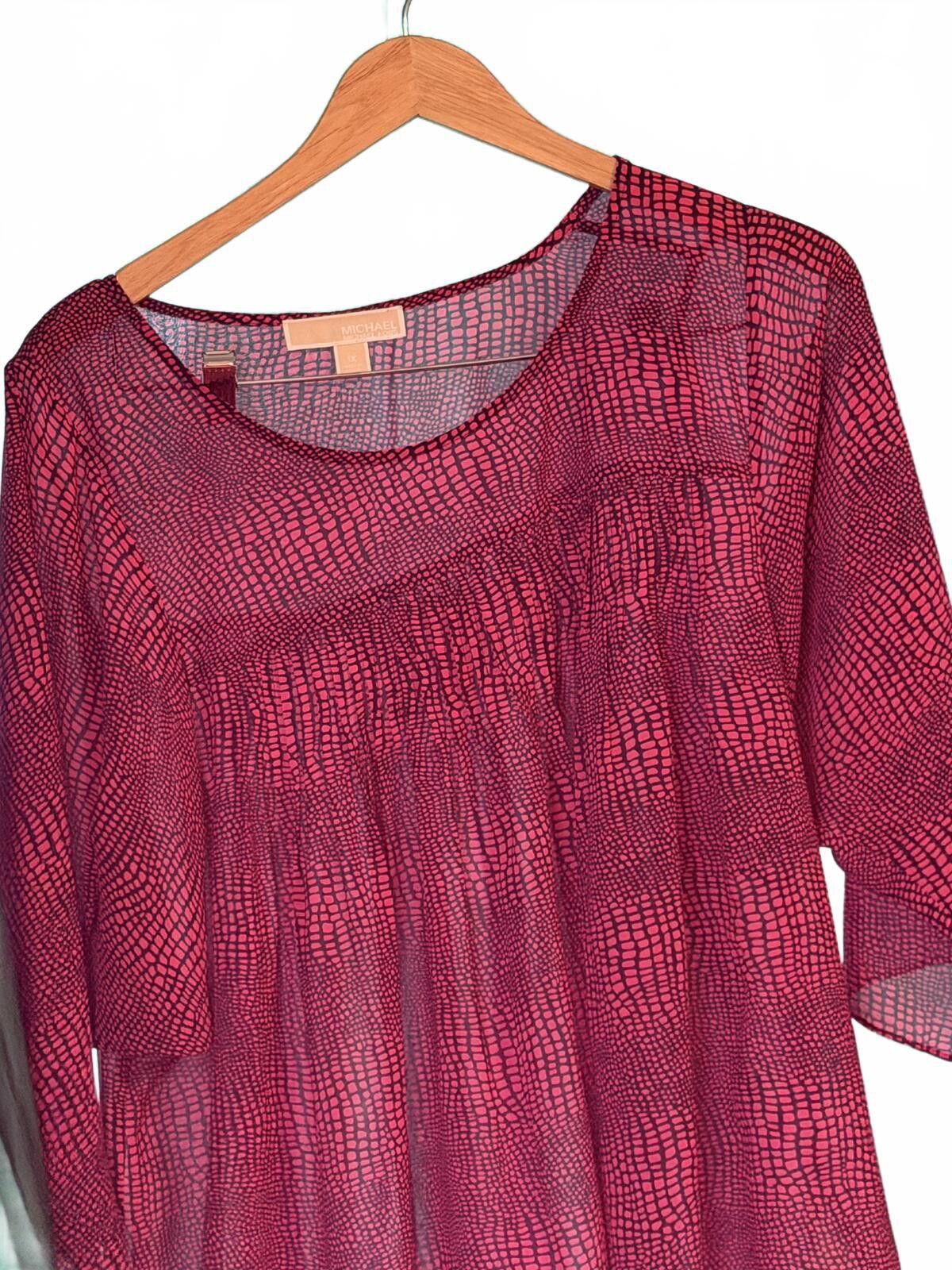 Michael Kors Michael Kors Pink Patterned Long Sleeve Blouse Size XL / US 12-14 / IT 48-50 - 4 Thumbnail