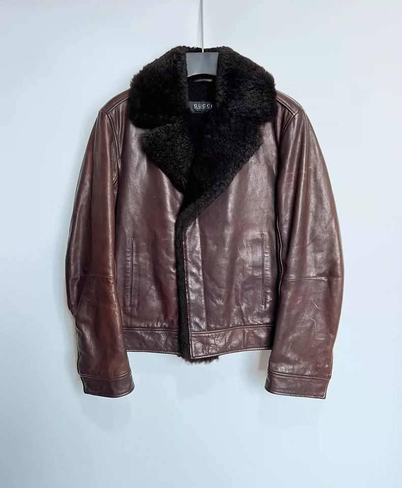 Gucci Xiu's cow fur all-in-one leather jacket