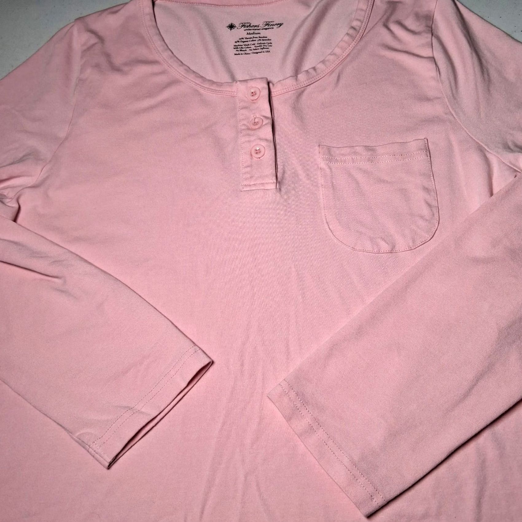 Vintage Fishers Finery Nightgown M Pink Long Sleeve Henley Organic Cotton Bamboo Cozy Lightweight Lounge Women Medium Pink Nightgown Size M / US 6-8 / IT 42-44 - 8 Thumbnail