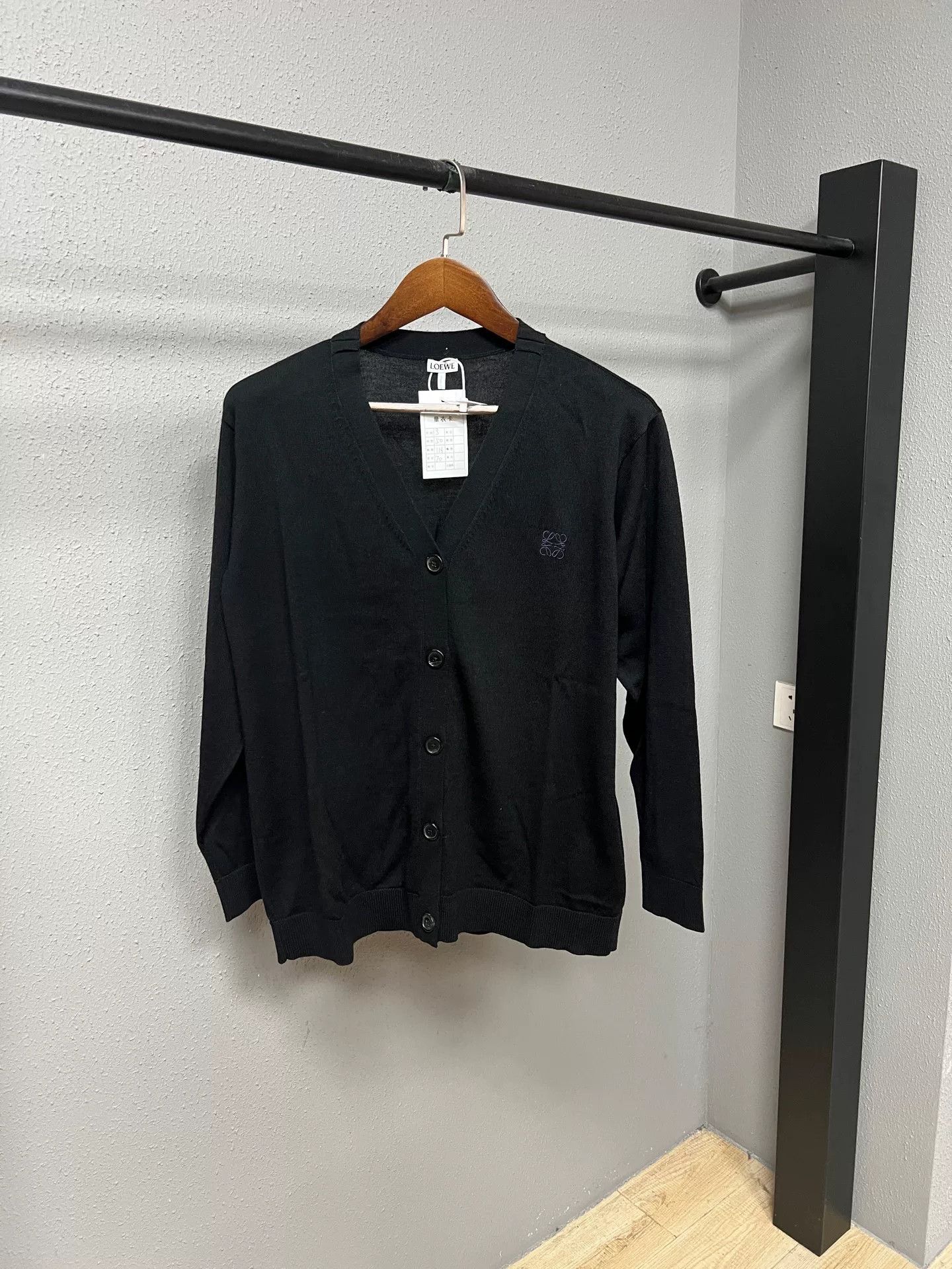 Loewe Loewe Black Wool Cardigan with Logo Size S / US 4 / IT 40 - 1 Thumbnail