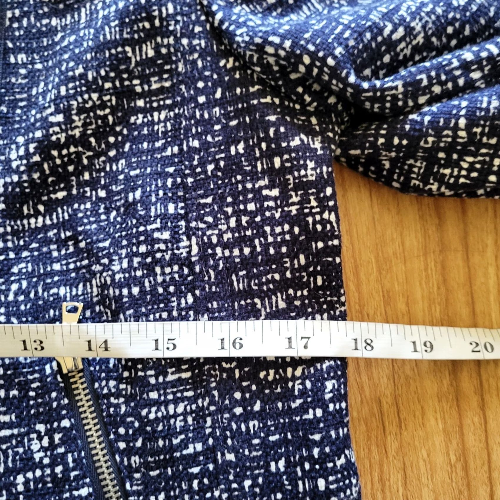 Gap Gap Denim Blue Tweed Moto Jacket - Women Size S, Zip Up, Long Sleeve, Casual Coat Size S / US 4 / IT 40 - 6 Thumbnail