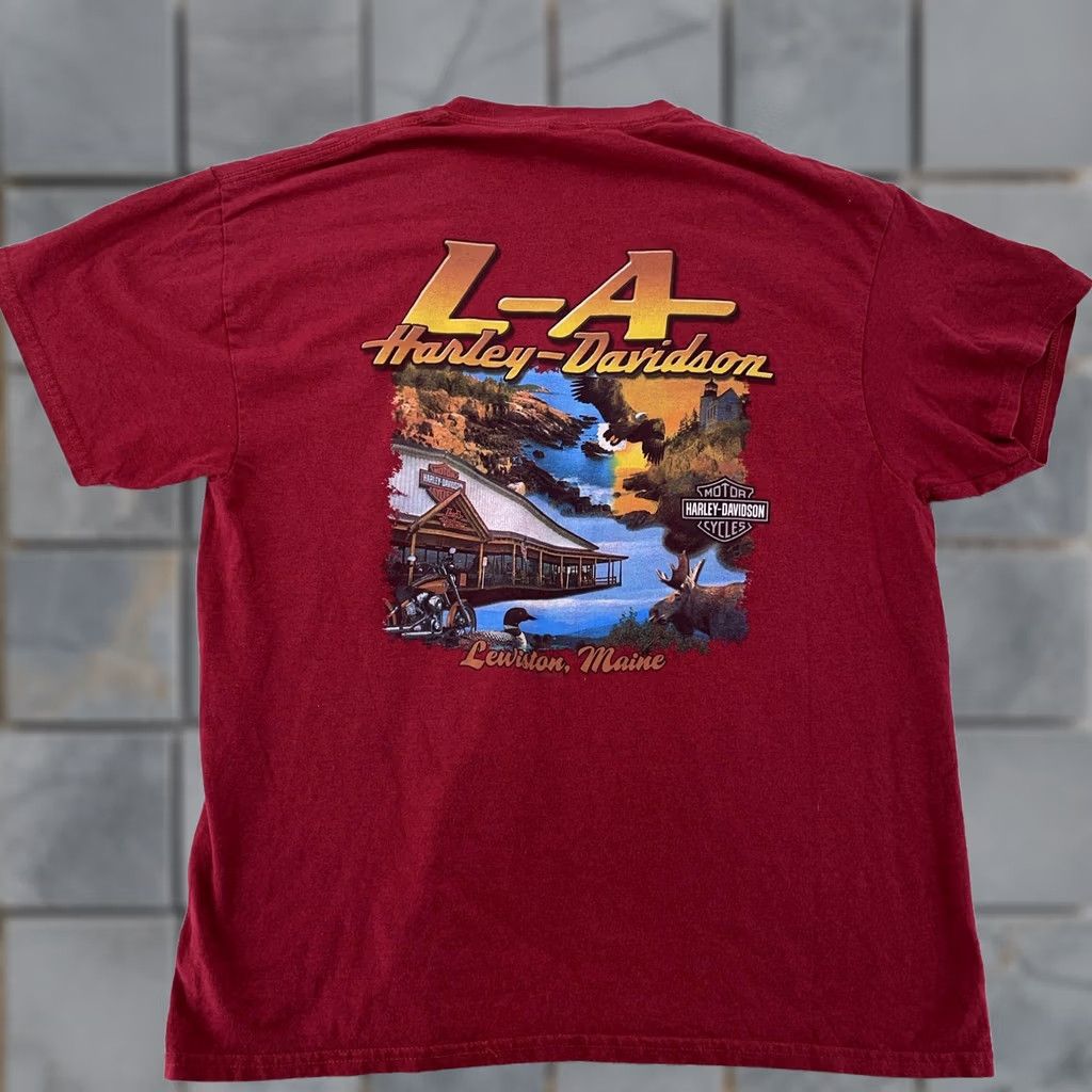 Harley Davidson Harley-Davidson Shirt Mens L Red Graphic Print Crew Neck Short Sleeve T-Shirt USA Motorcycle Tee Size US L / EU 52-54 / 3 - 1 Thumbnail