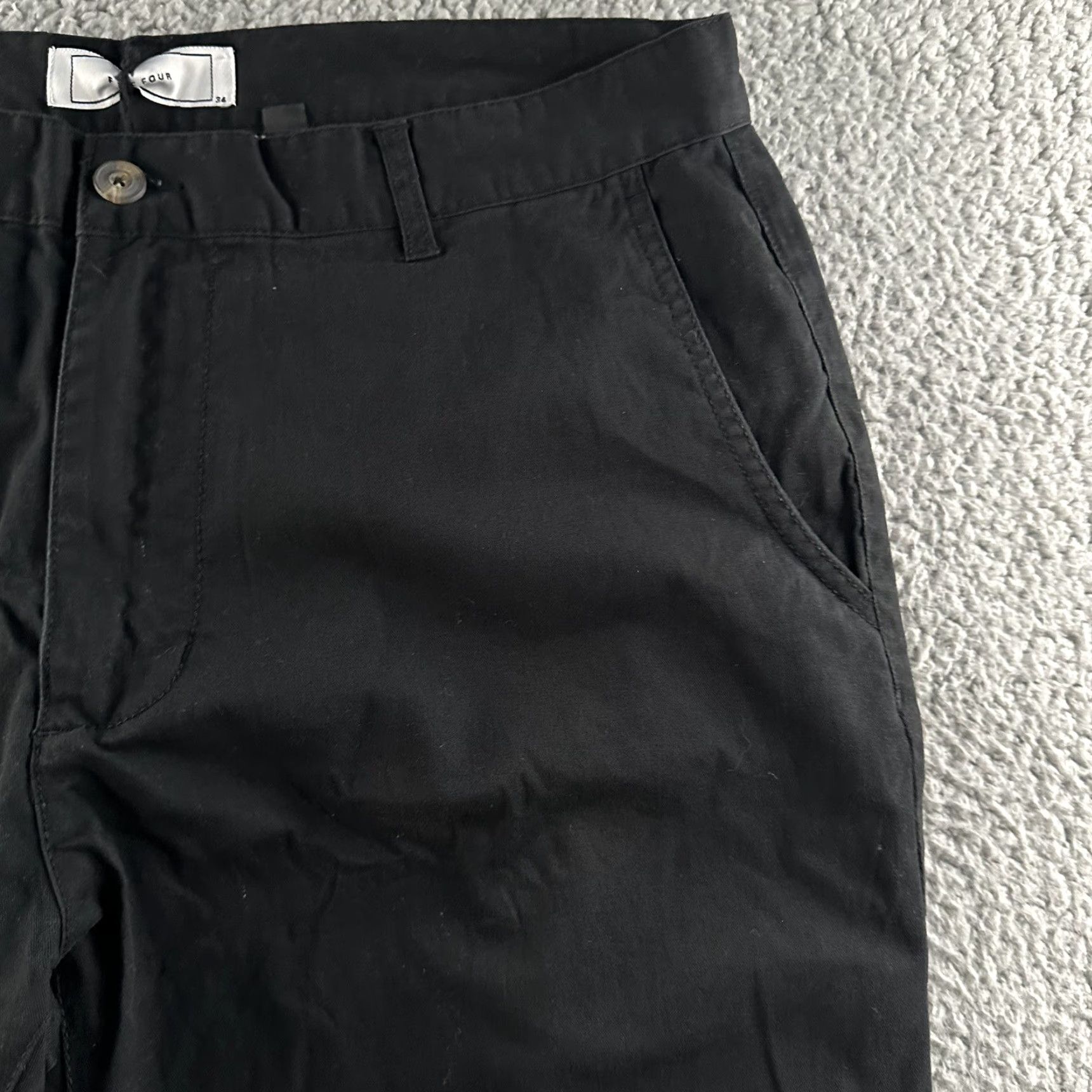 Vintage Five Four Mens Pants Black Size 34 Chino Relaxed Giovane Stretch Cotton Blend Slit? Size US 34 / EU 50 - 4 Thumbnail