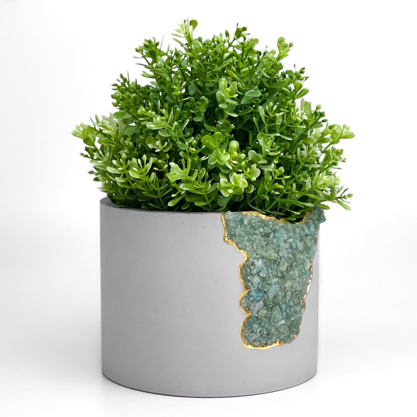 Other Green Apatite Crystal Planter Pot, Cement Geode Vase Gift Size ONE SIZE - 3 Thumbnail