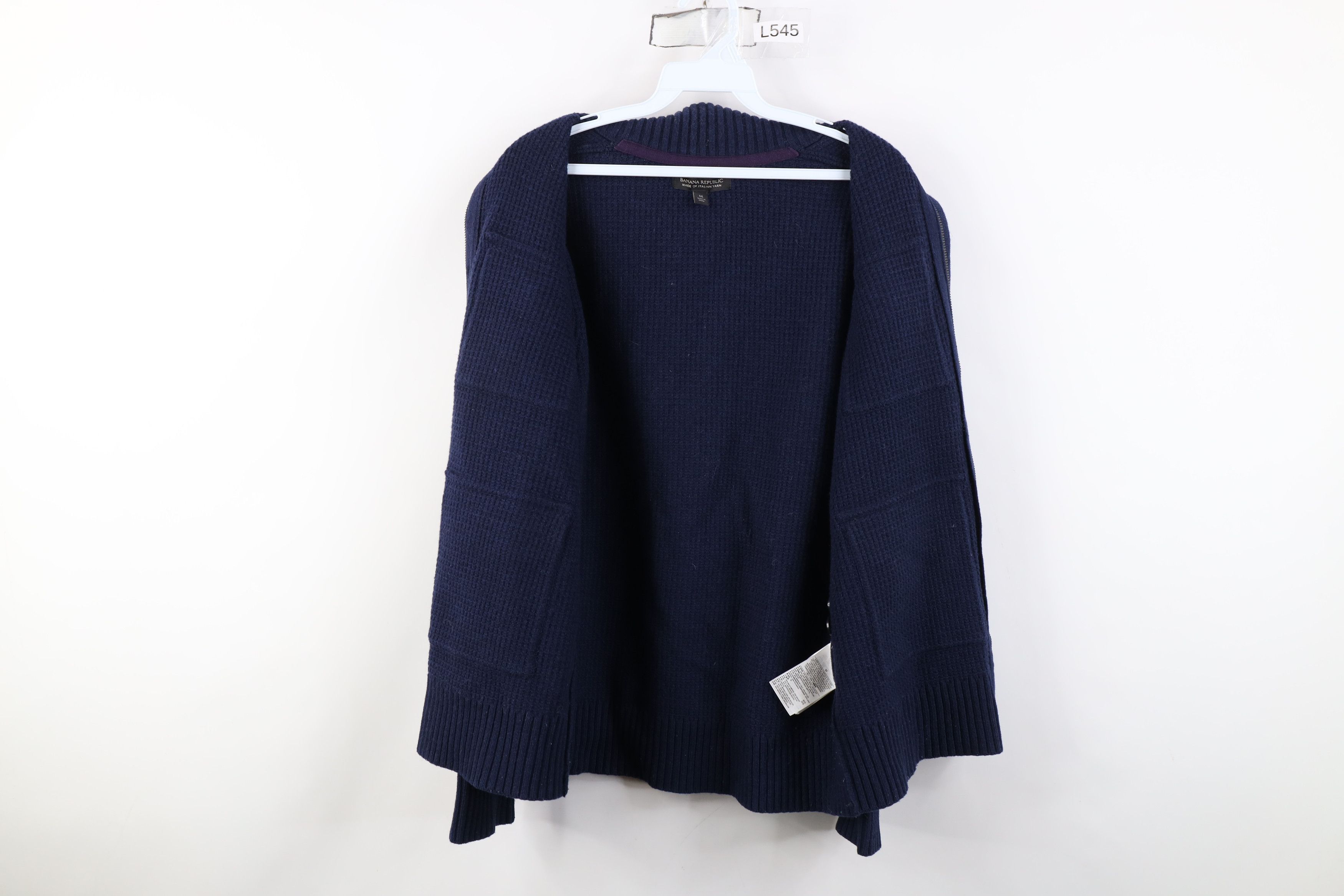 Banana Republic Banana Republic Italian Merino Wool Thermal Knit Jacket Blue Size US M / EU 48-50 / 2 - 10 Thumbnail