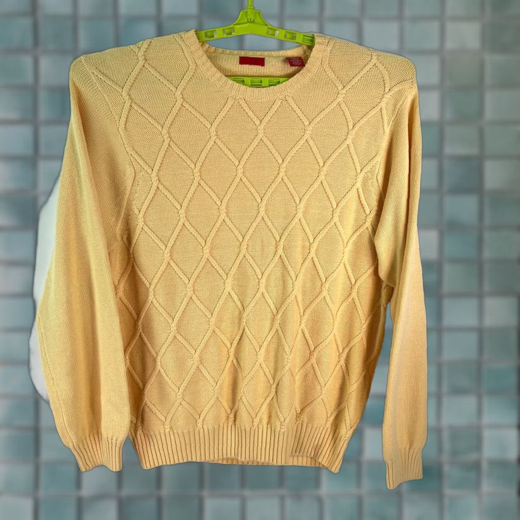 Izod IZOD Sweater Men's XL Crew Neck Long Sleeves Pullover Cable Knit Yellow Size US XL / EU 56 / 4 - 1 Thumbnail