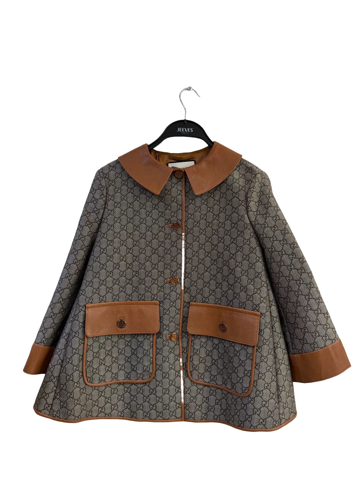 Gucci Gucci GG Supreme Monogram Leather Trim Cape Jacket 36 Size XS / US 0-2 / IT 36-38 - 1 Thumbnail