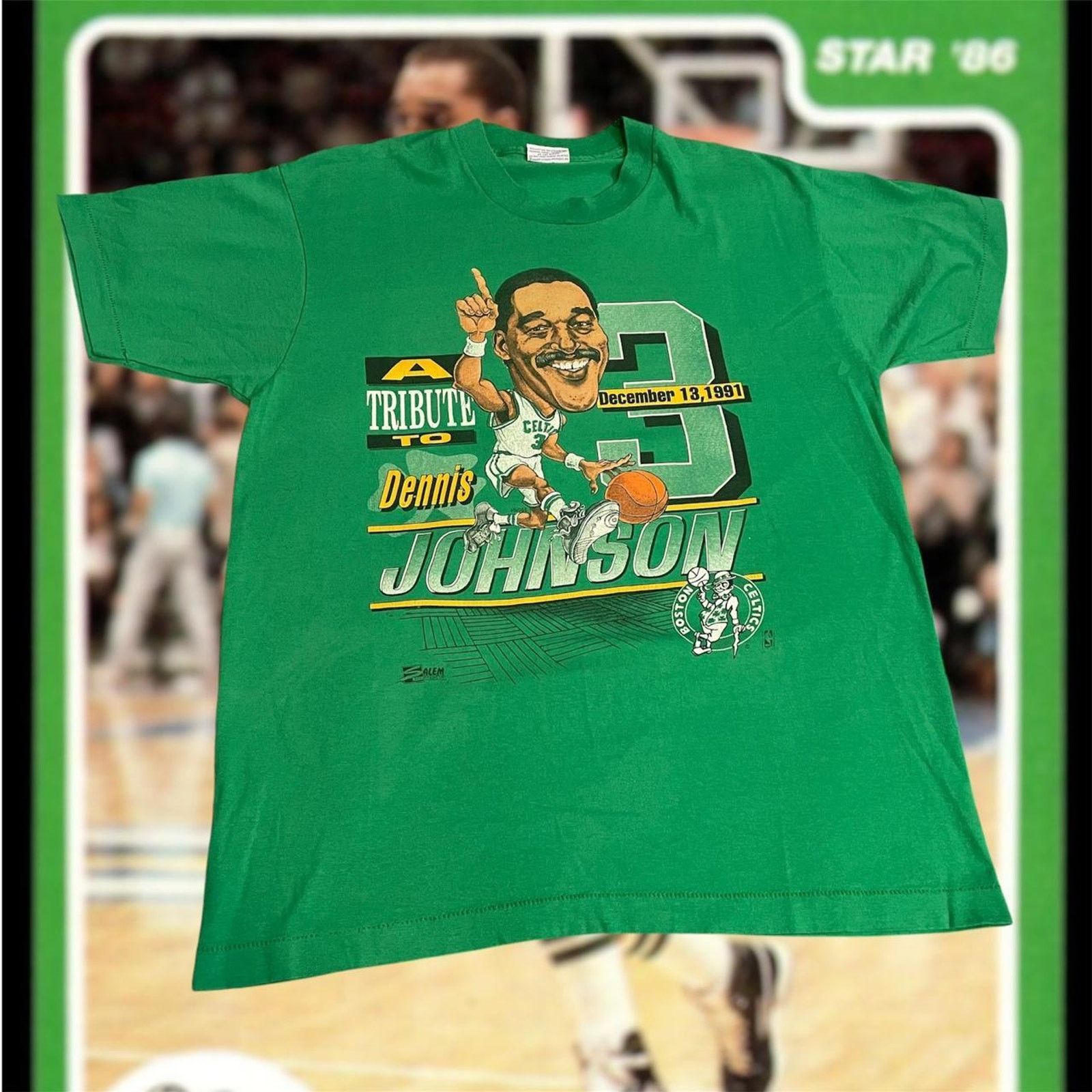 Salem Sportswear Vintage 80s NBA Dennis Johnson Boston Celtics Basketball Tee Size US L / EU 52-54 / 3 - 1 Thumbnail