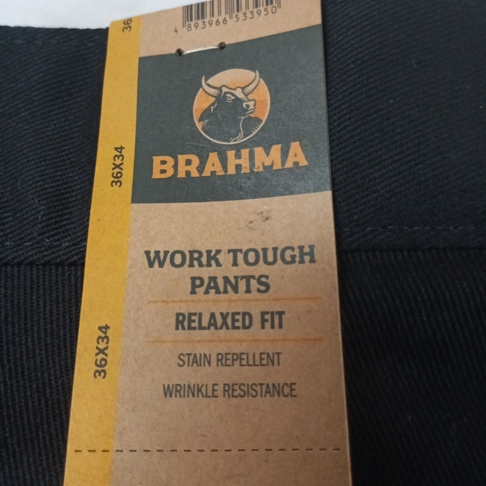 Other Brahma Men's Work Tough Pants Size 36x34 Black Relaxed Fit Size US 36 / EU 52 - 2 Thumbnail