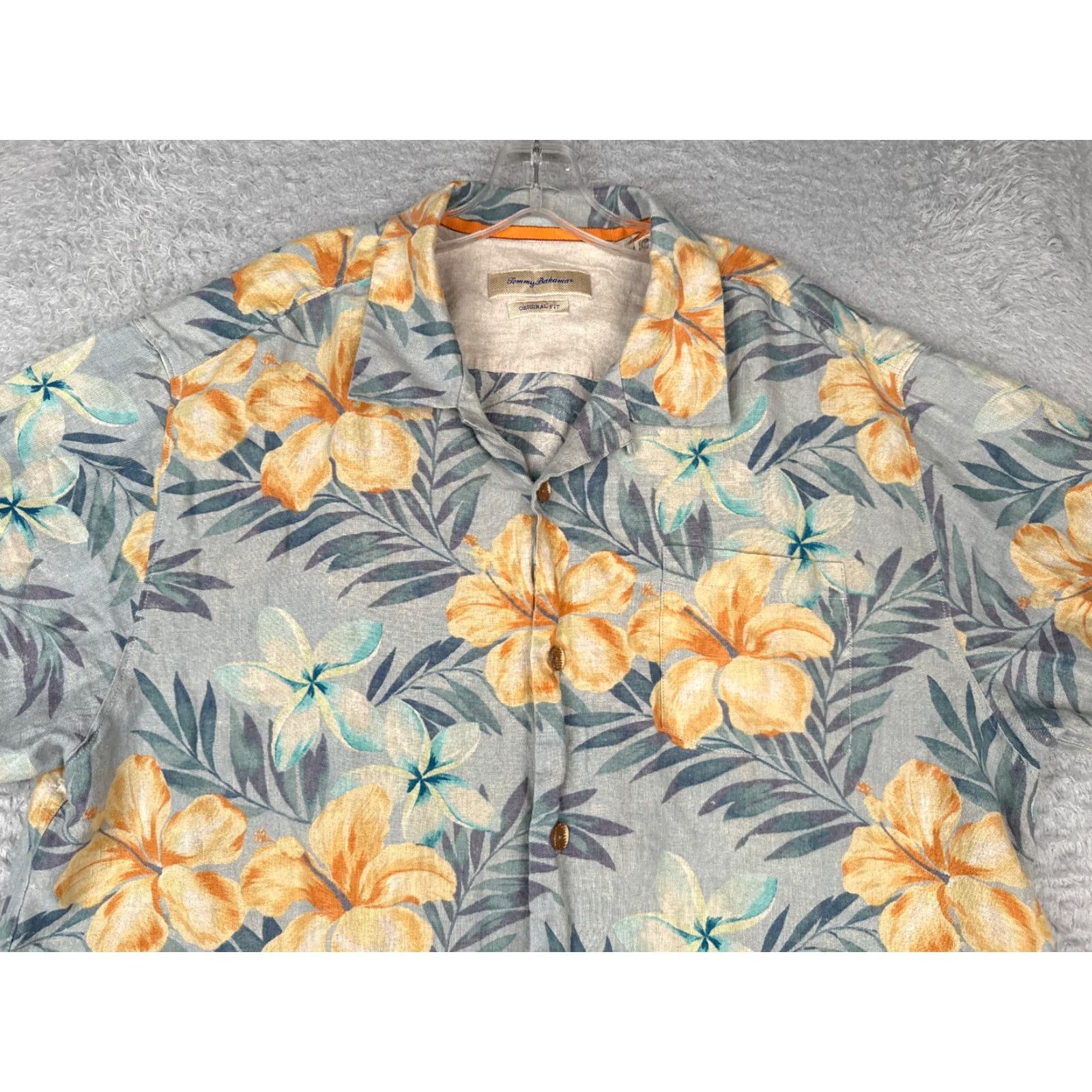 Tommy Bahama Tommy Bahama Shirt Men 2XL Blue Floral Linen Button-Up Hawaiian Aloha Beach Vacation Resort Shirt Mens Size US XXL / EU 58 / 5 - 4 Thumbnail