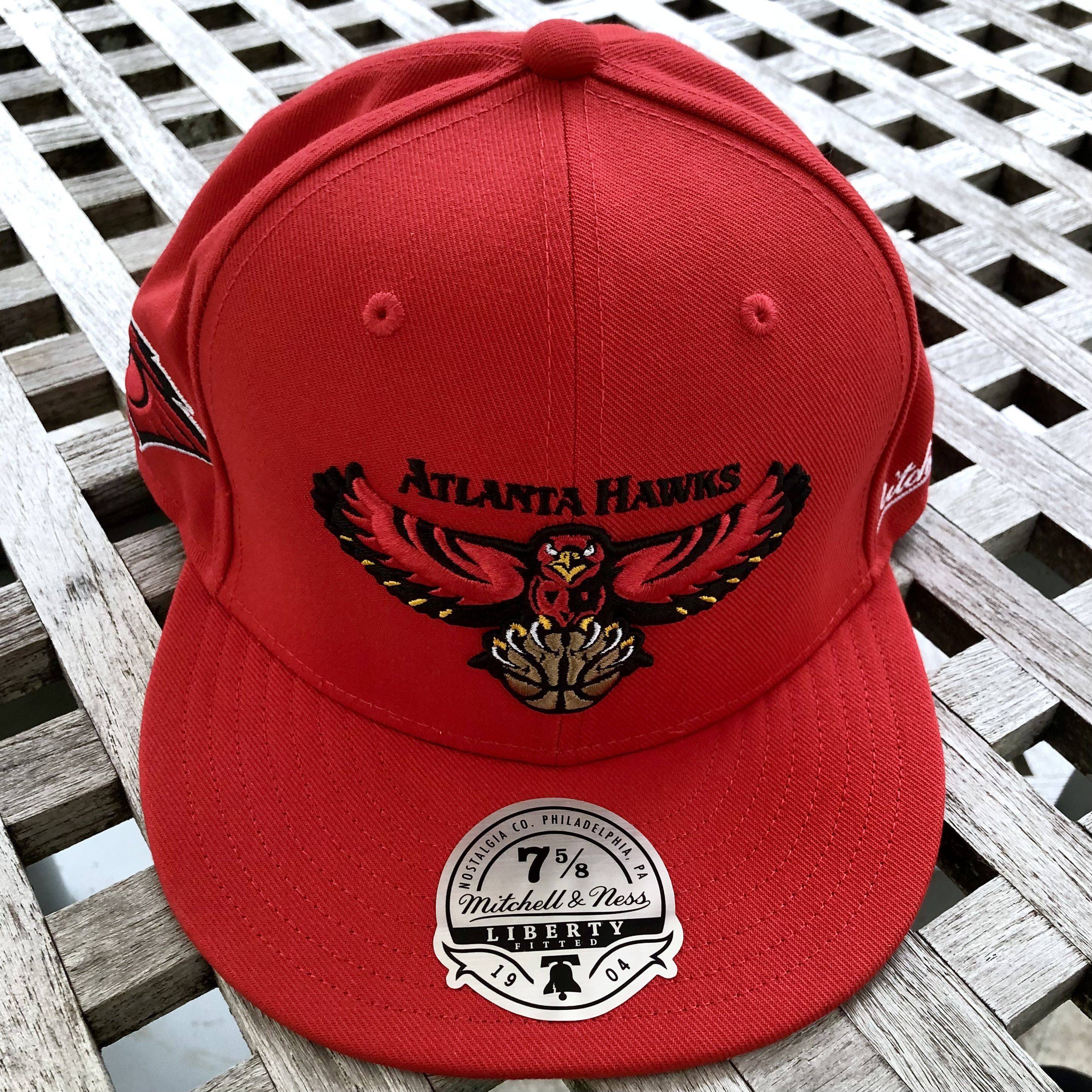 Mitchell & Ness Atlanta Hawks 90s Retro Logo Patch NBA HWC Fitted Hat 7 5/8 Size ONE SIZE - 2 Thumbnail