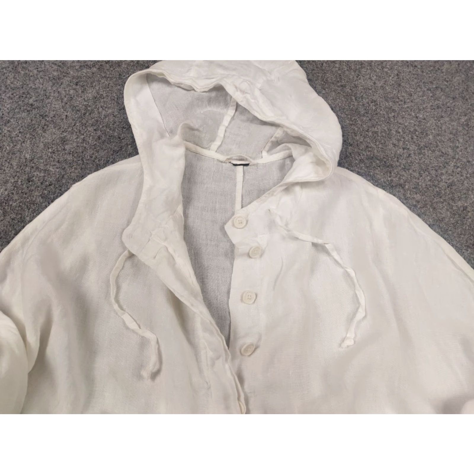Vintage Rundholz Black label Design Asymmetric Button Hooded White Linen Oversized Jacket Size M / US 6-8 / IT 42-44 - 5 Thumbnail
