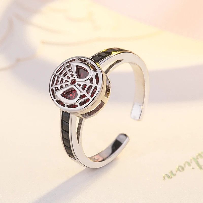 Jewelry Red Crystal Spider Web Open Ring Size ONE SIZE - 1 Thumbnail